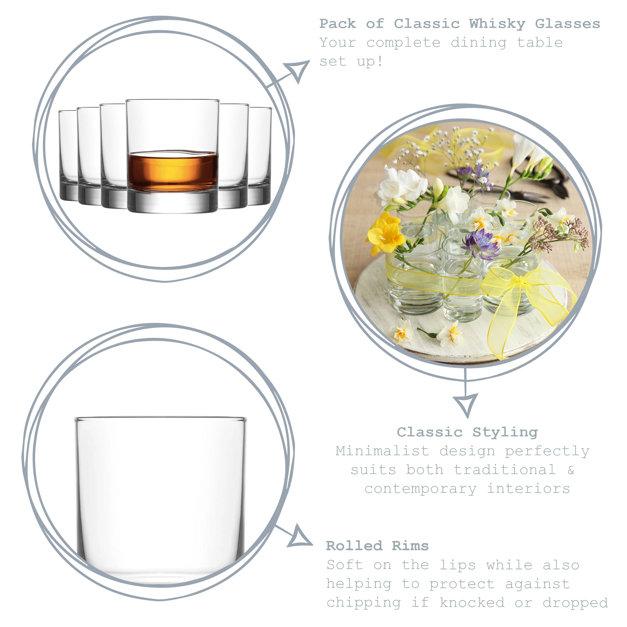 LAV Ada Whisky Tumbler Glasses - 305ml