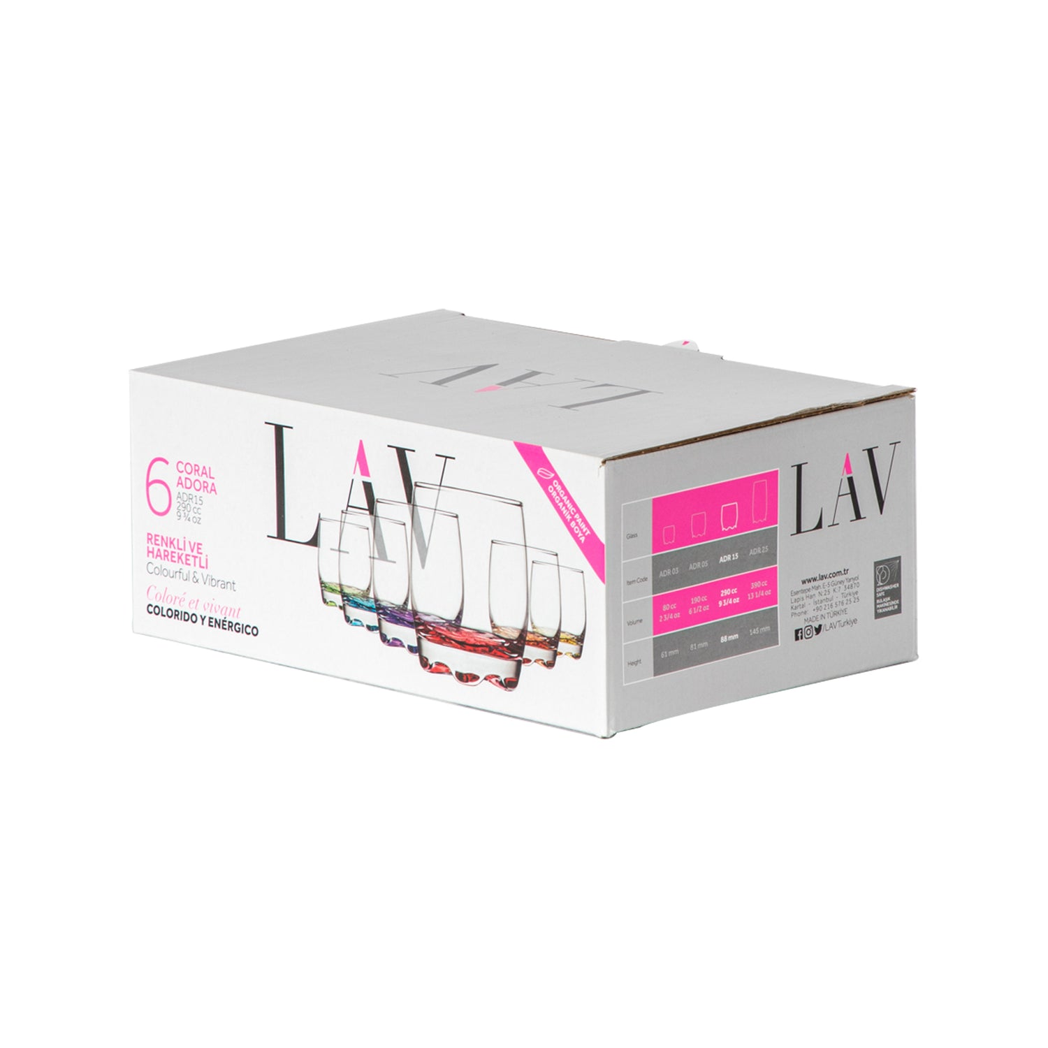 Adora 290ml Multicolour Whisky Glass - By LAV