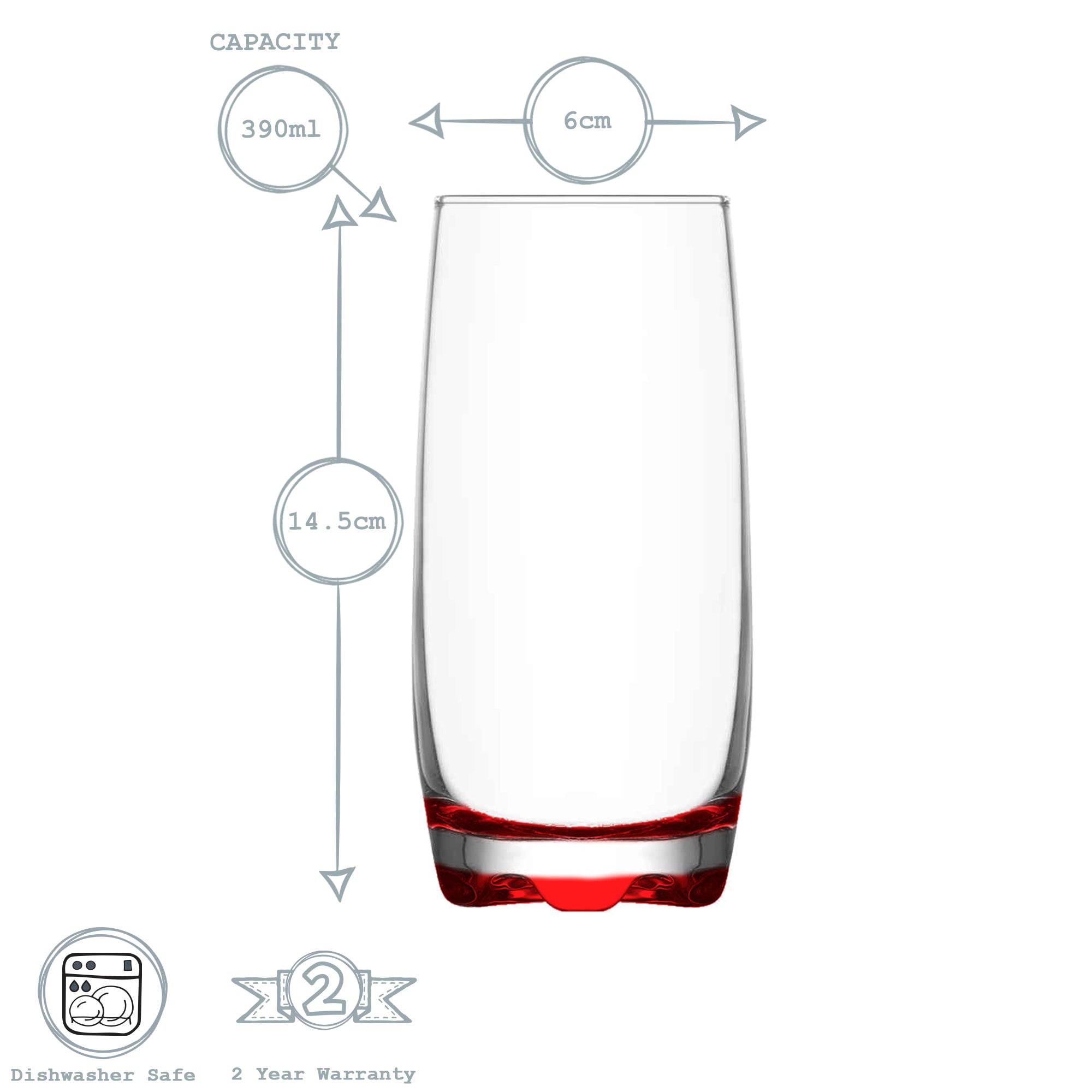390ml Multicolour Adora Highball Glass - By LAV