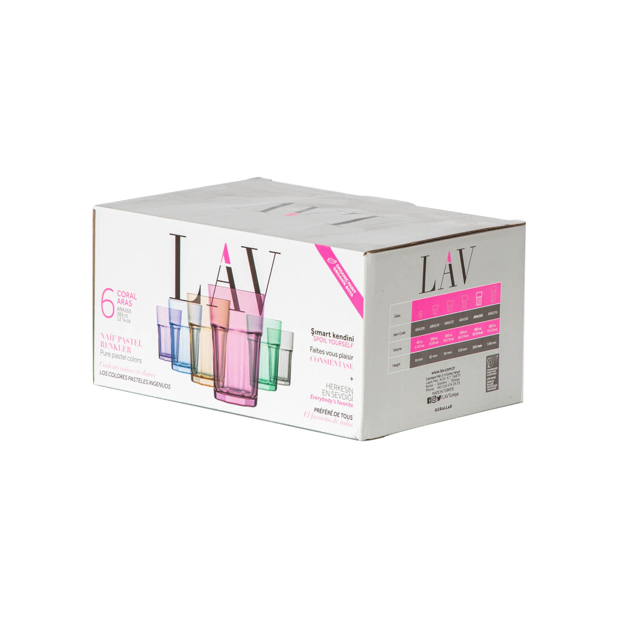 365ml Multicolour Aras Highball Cocktail Glass - By LAV