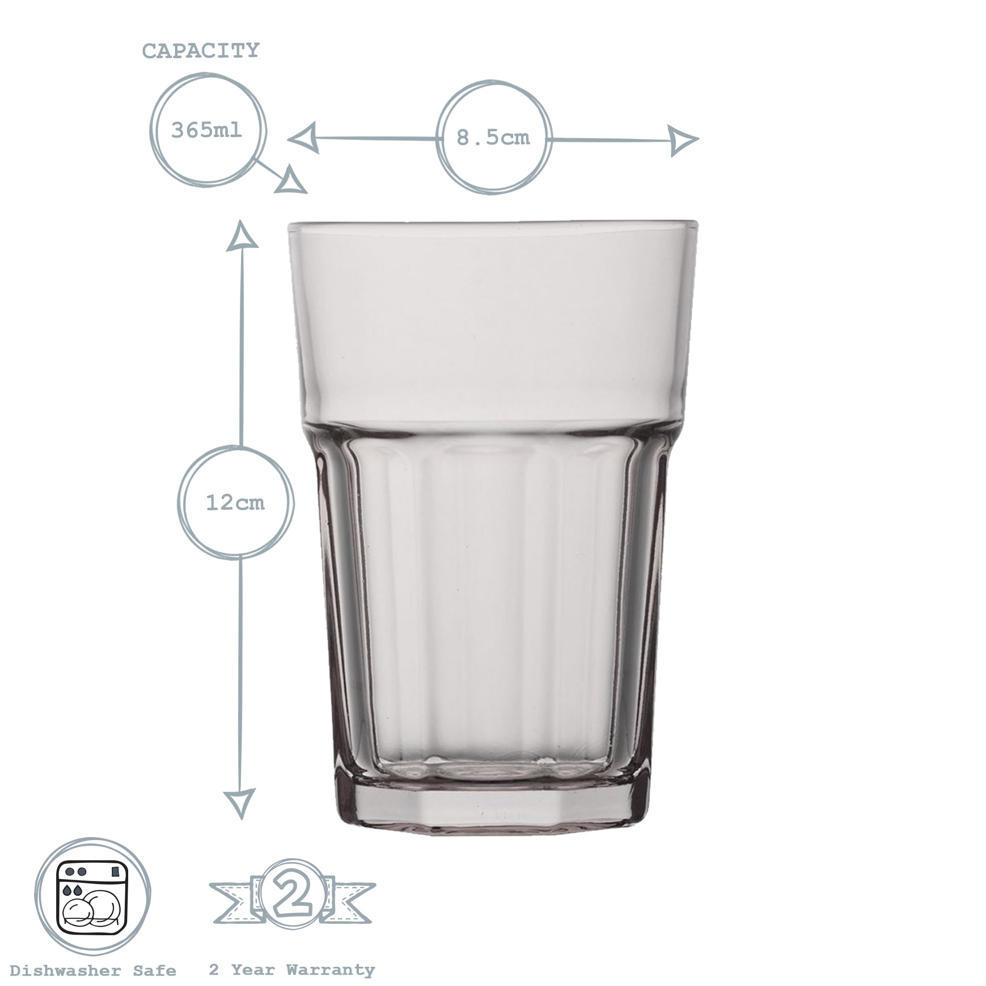 365ml Multicolour Aras Highball Cocktail Glass - By LAV