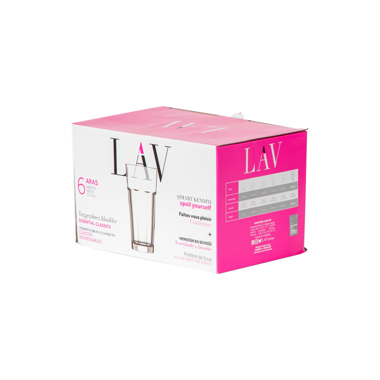 LAV Aras Highball Cocktail Tumbler Glasses - 360ml