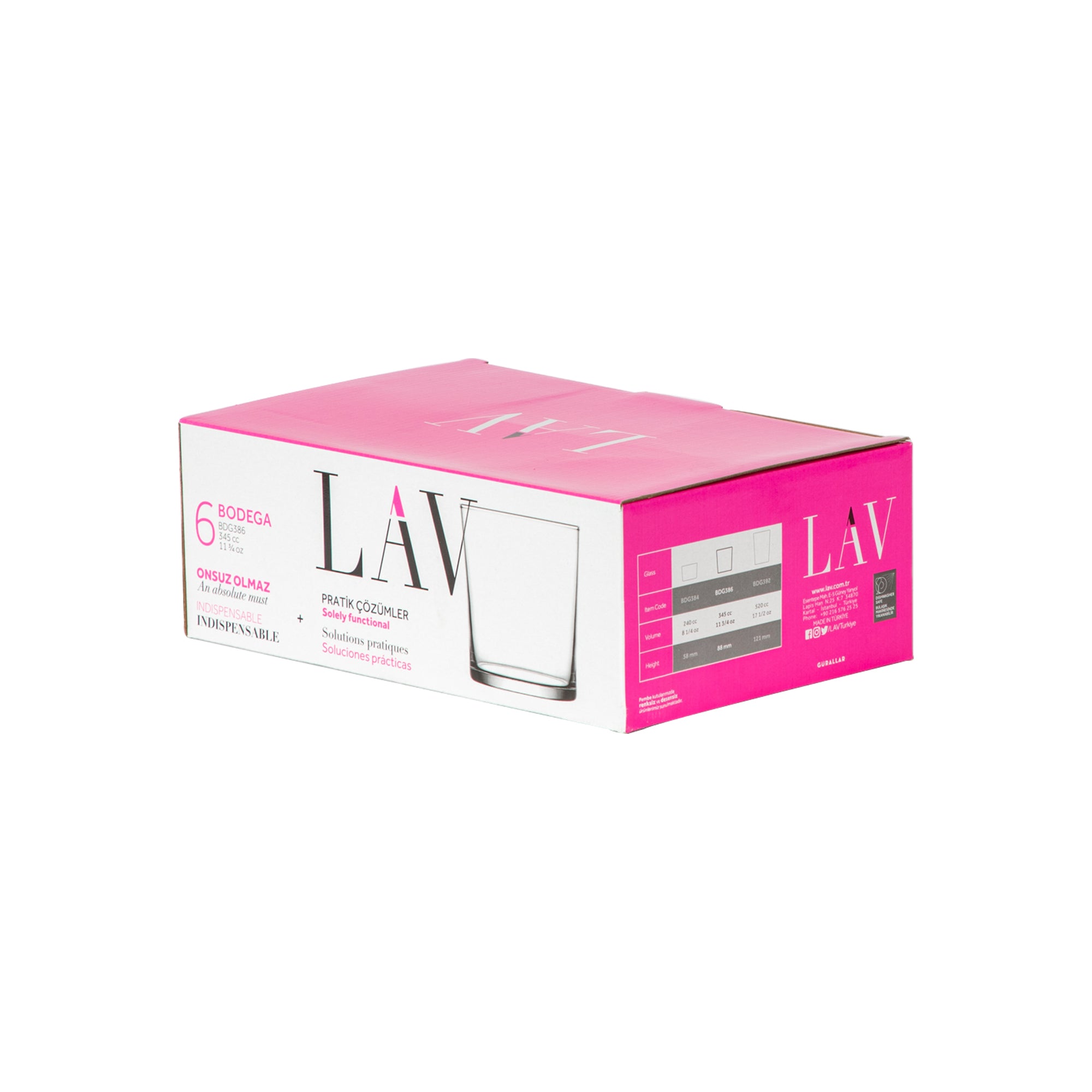 LAV Bodega Double Old Fashioned Tumbler Glasses - 345ml