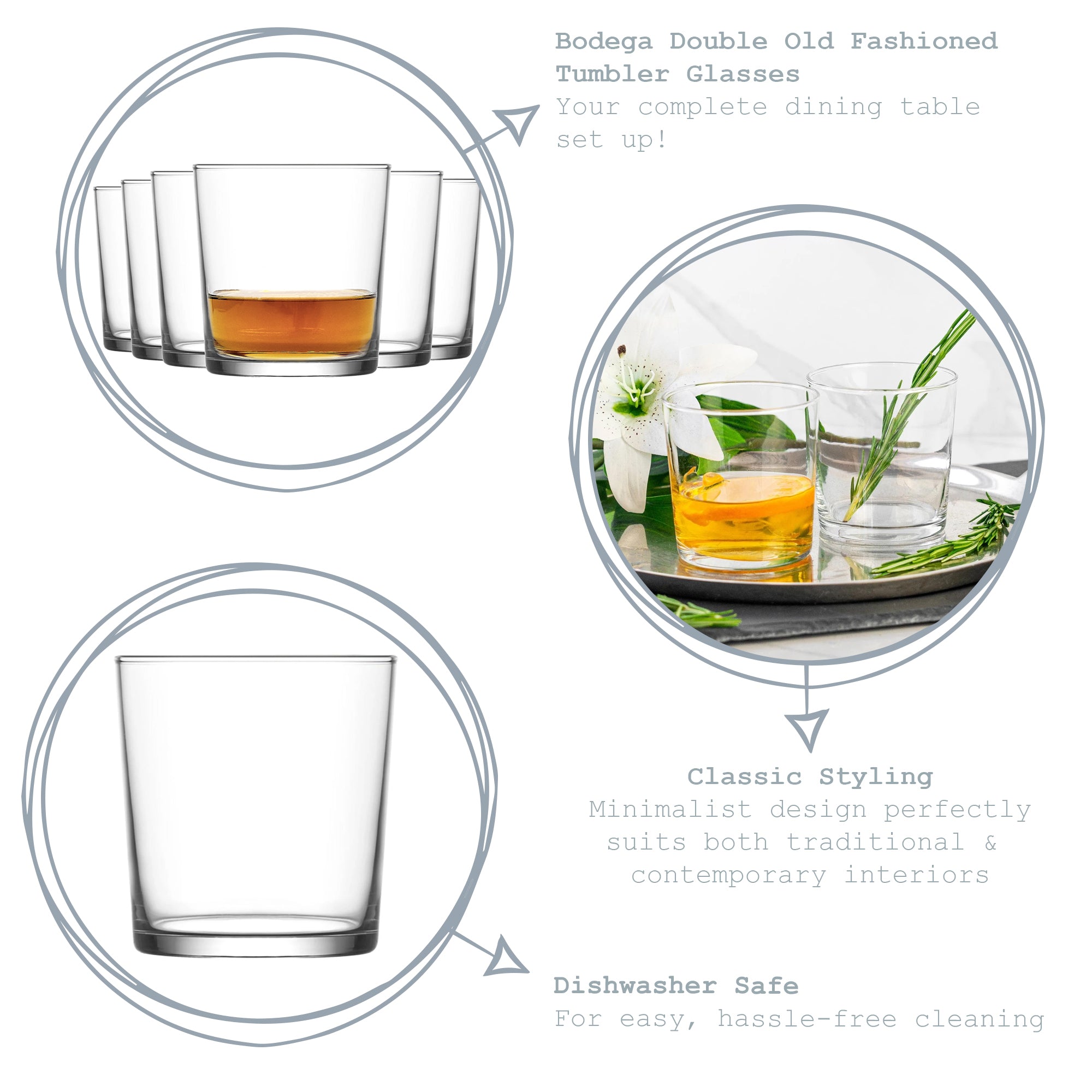 LAV Bodega Double Old Fashioned Tumbler Glasses - 345ml