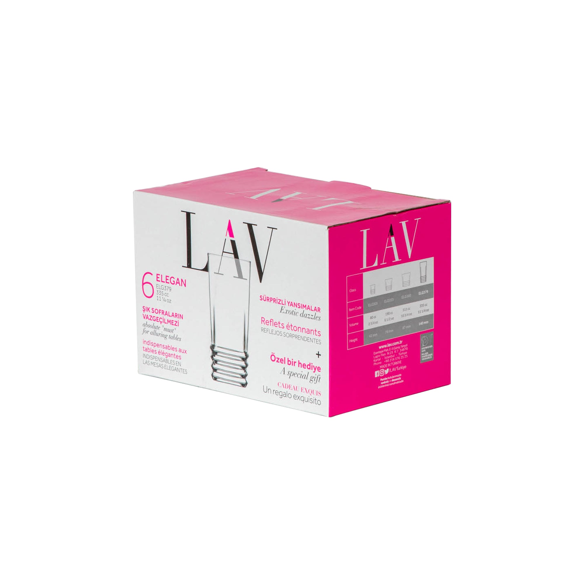 LAV Elegan Highball Cocktail Tumbler Glass - 335ml