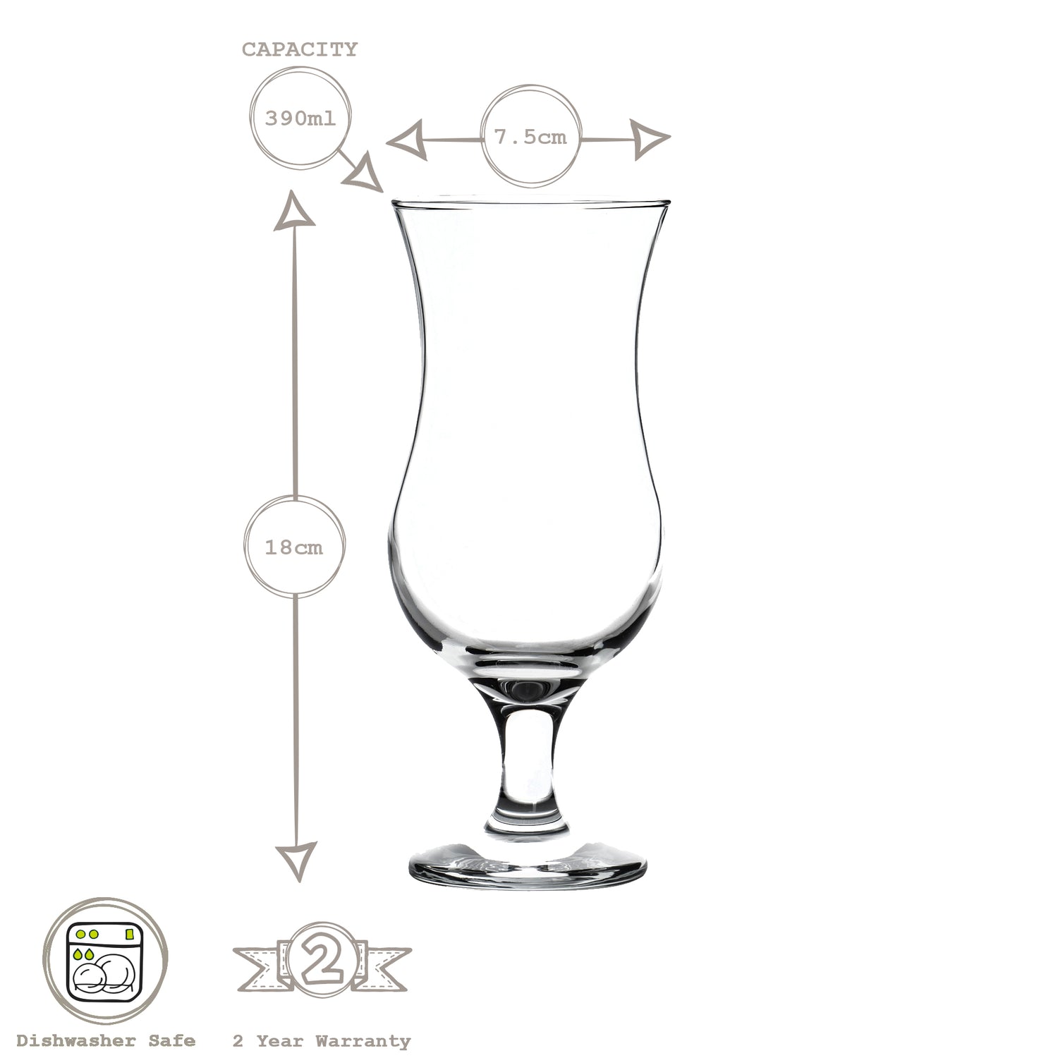 390ml Pina Colada Glass - Clear - by LAV