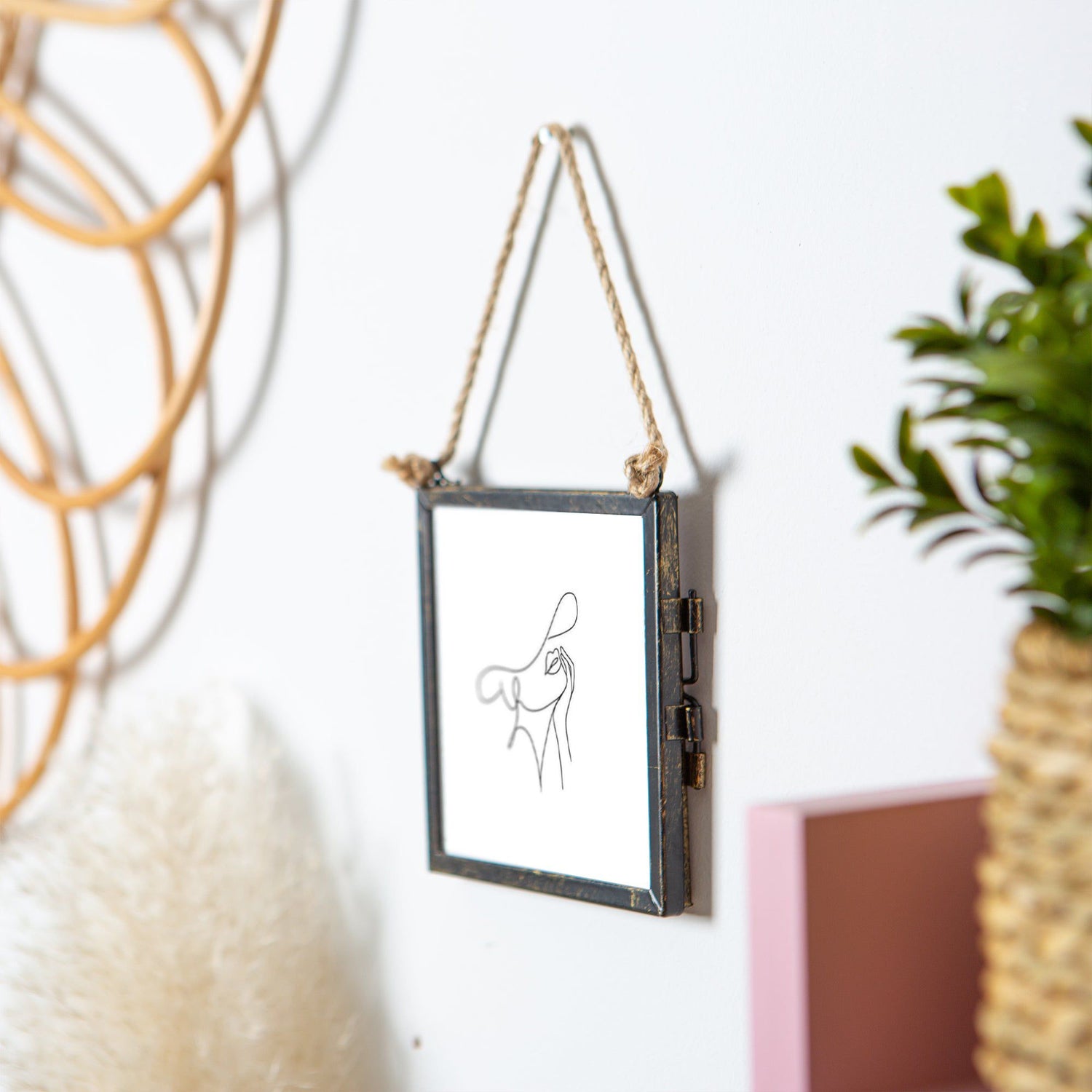 4" x 4" Black Hanging Metal Photo Frame - by Nicola Spring