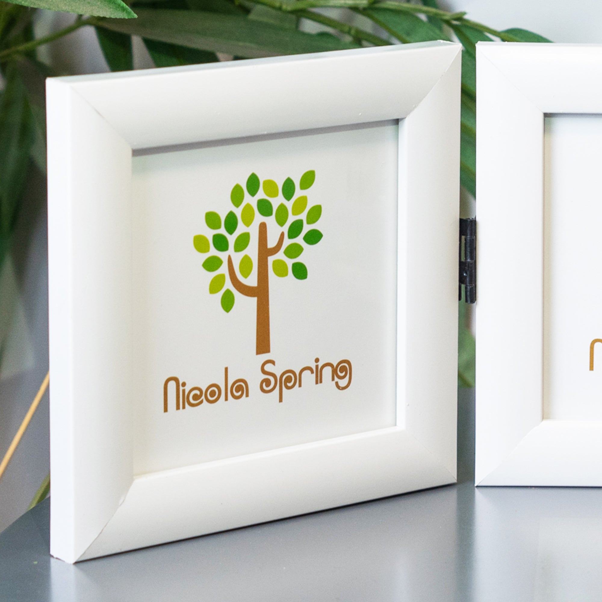 Nicola Spring Folding Double Picture Frame - 4x4 - White