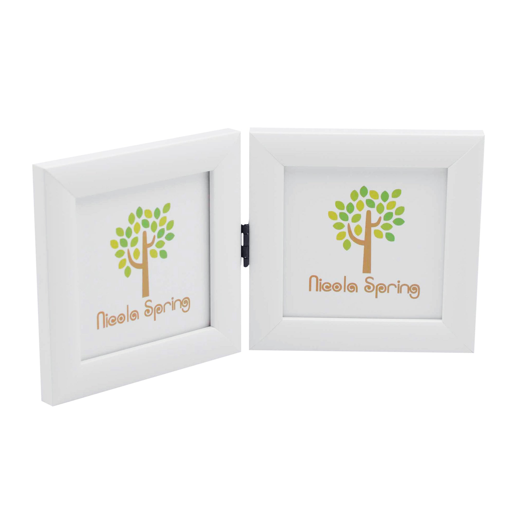 Nicola Spring Folding Double Picture Frame - 4x4 - White