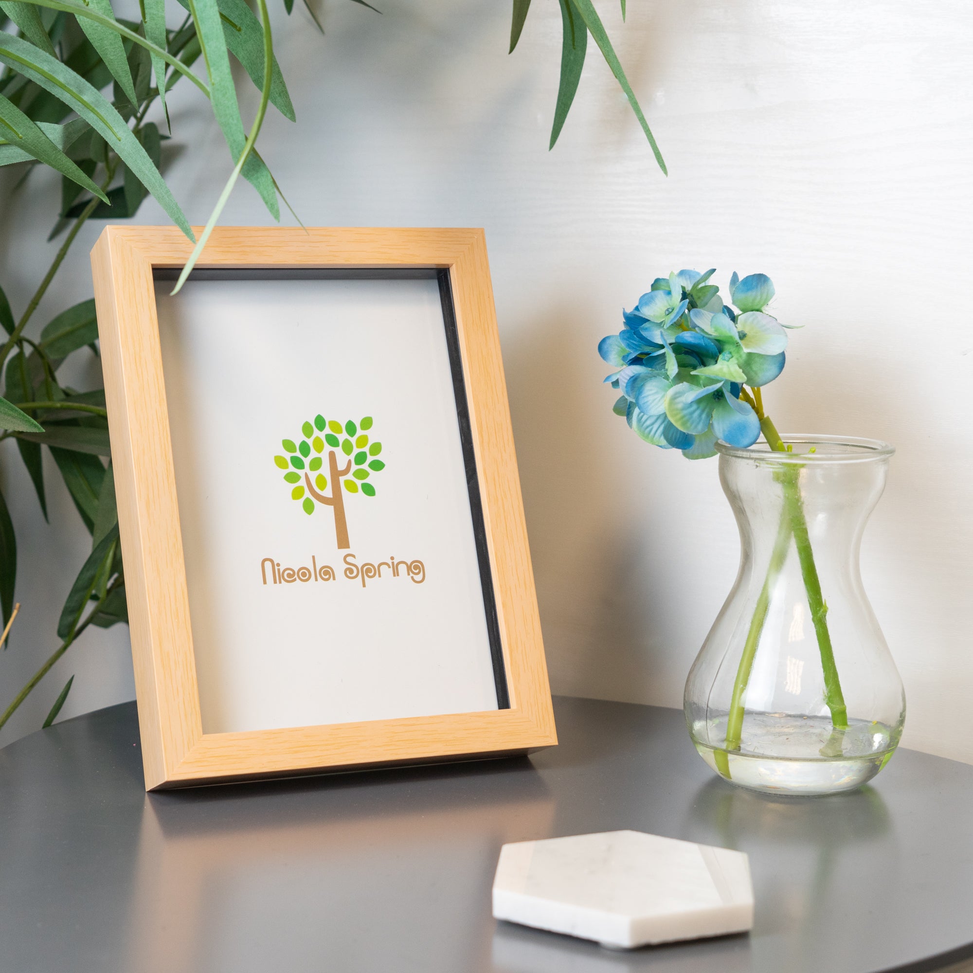 Nicola Spring Acrylic Box Photo Frame - Light Wood - 6 x 8 (A5)