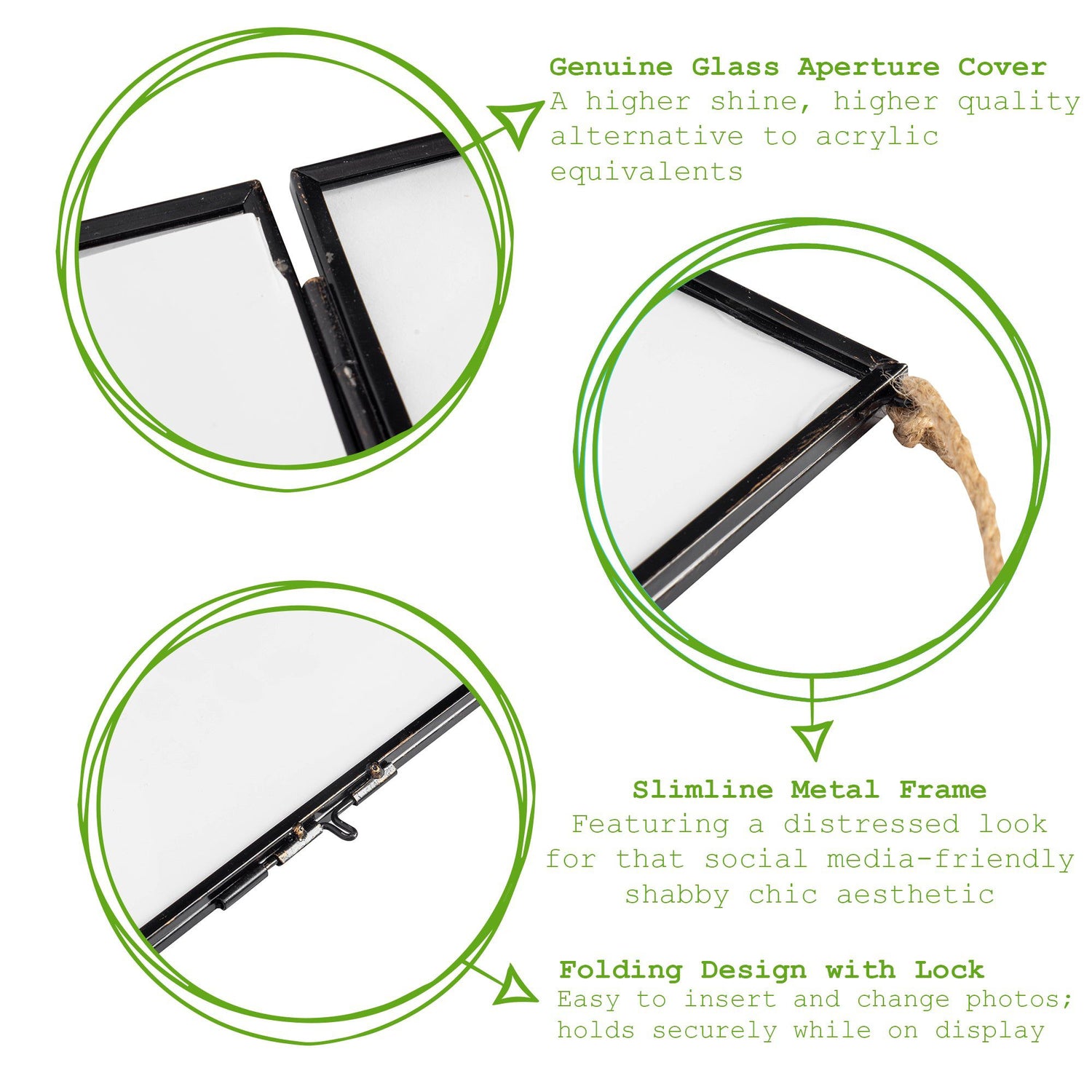 4" x 4" Black Hanging Metal Photo Frame - by Nicola Spring