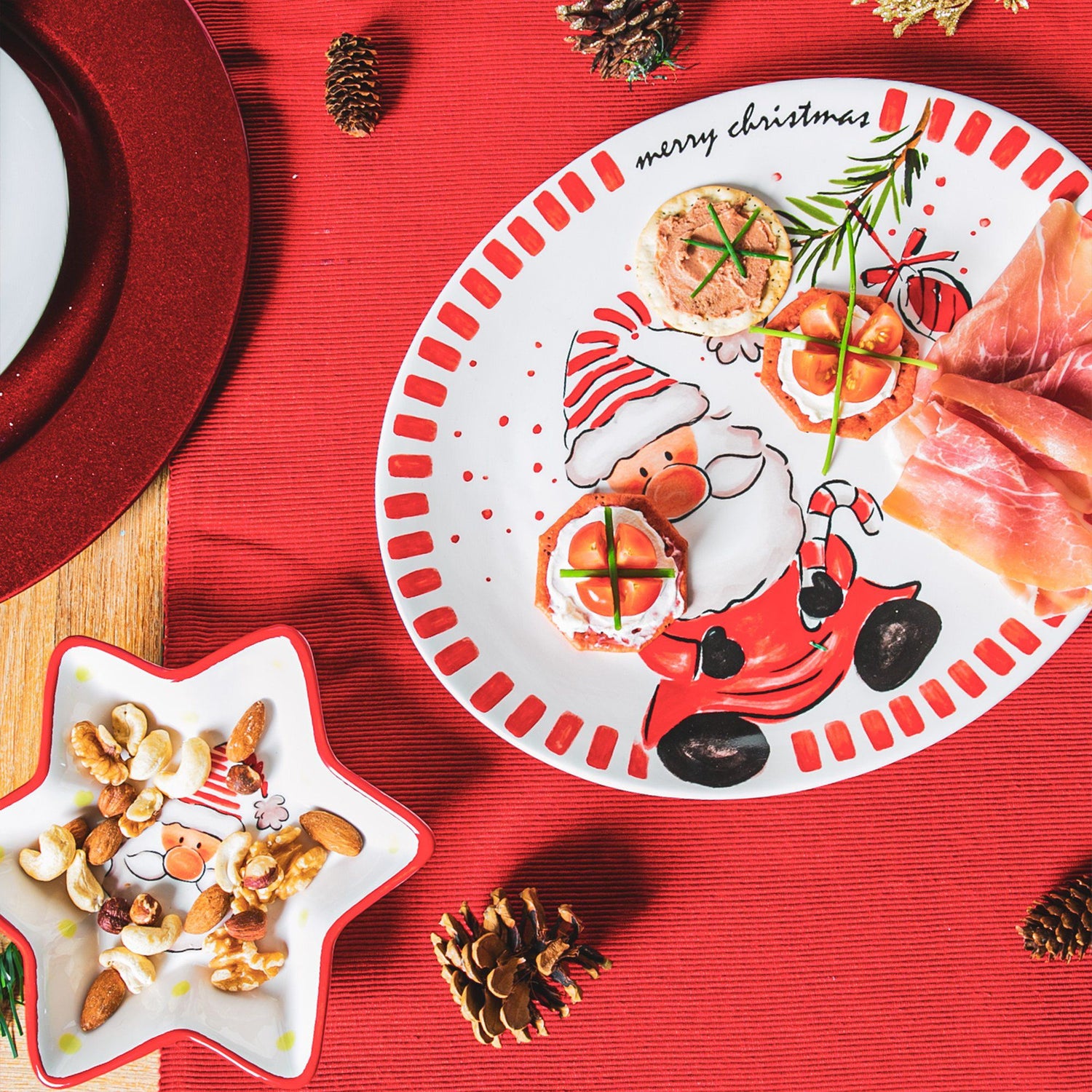 Father Christmas Stoneware Serving Platter - 31cm