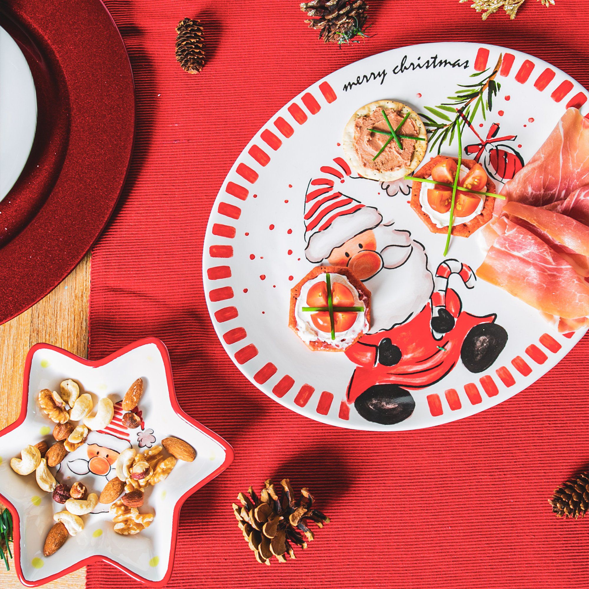 Father Christmas Stoneware Serving Platter - 31cm