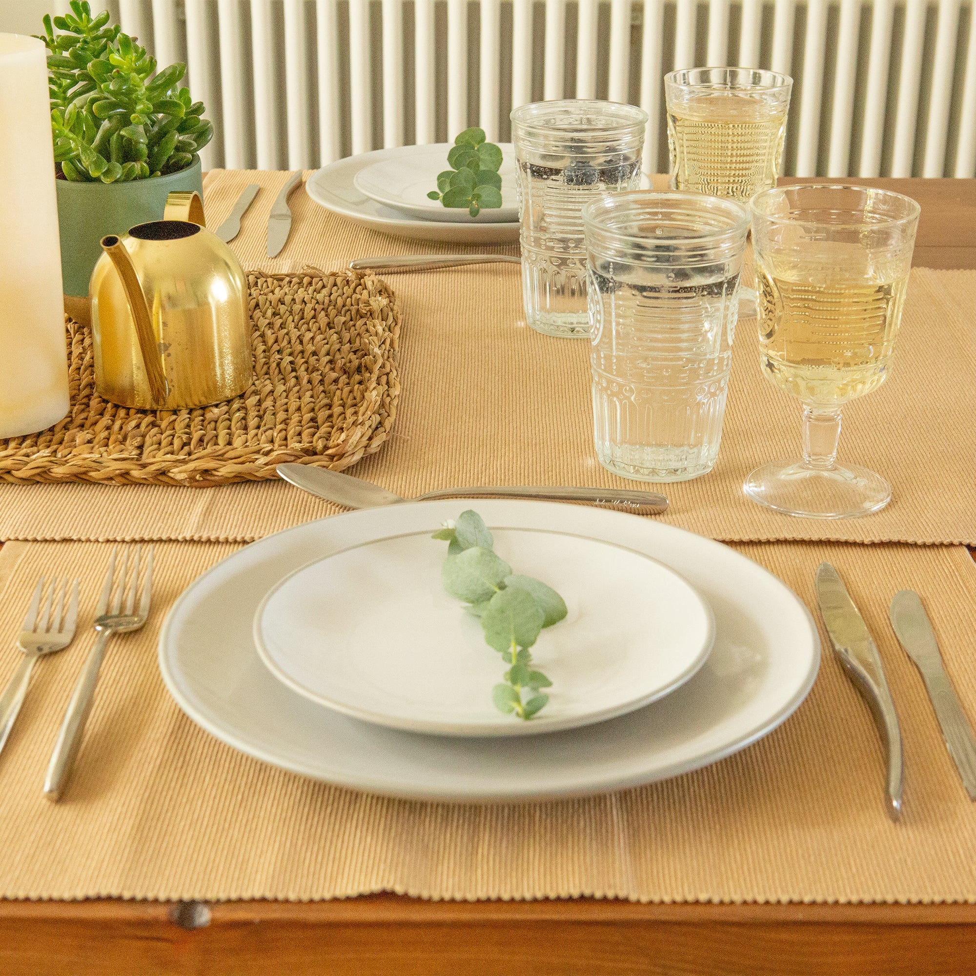 Ribbed Cotton Placemat - Beige