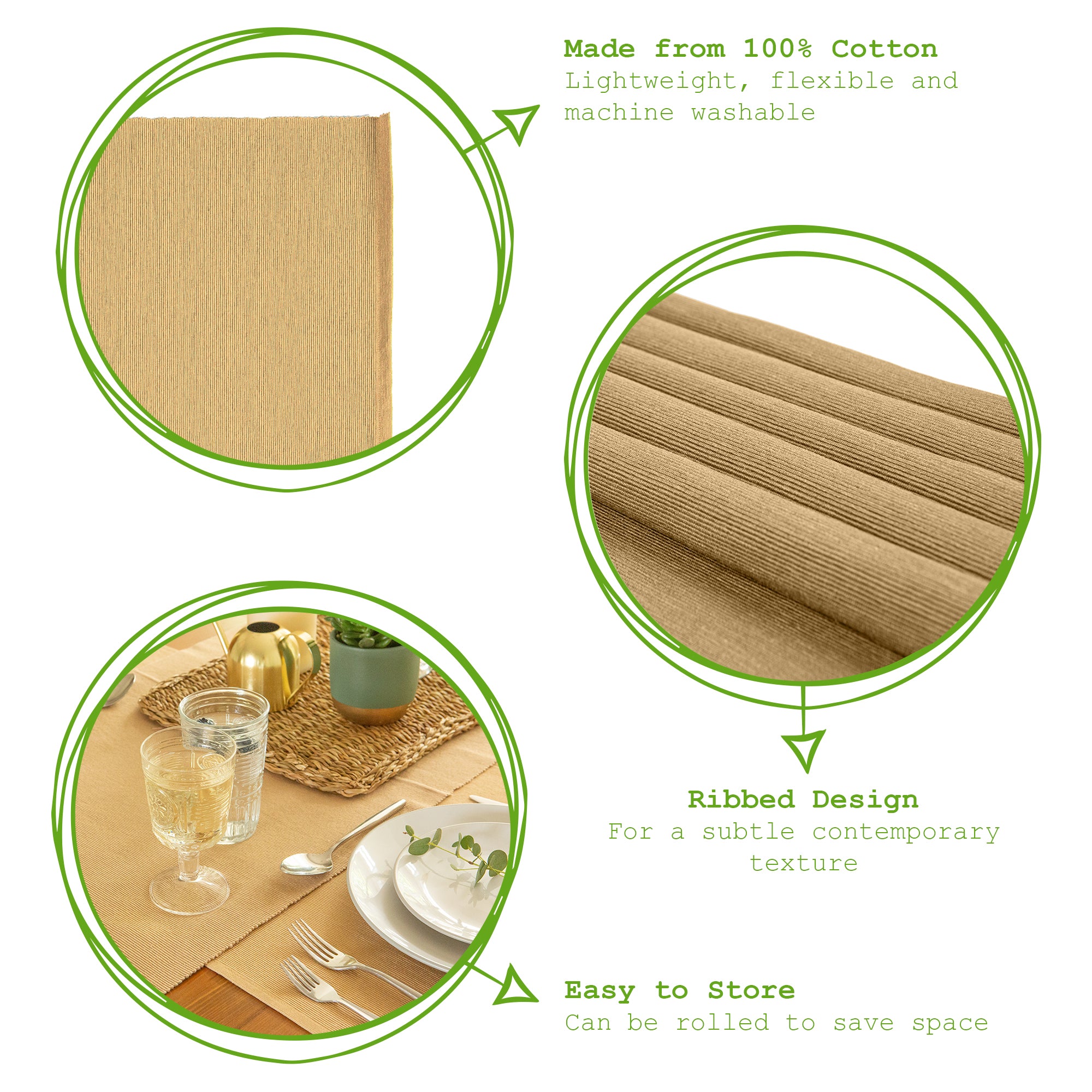 Ribbed Cotton Placemat - Beige