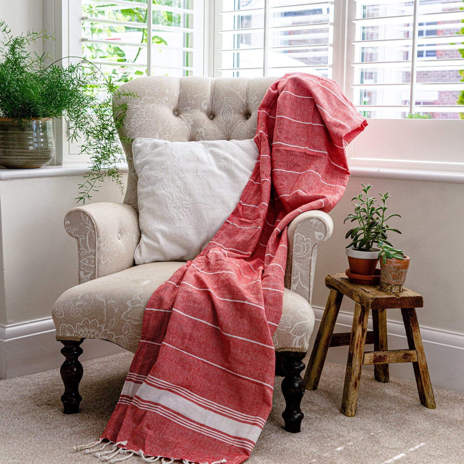 Nicola Spring Turkish Beach Towel - Red