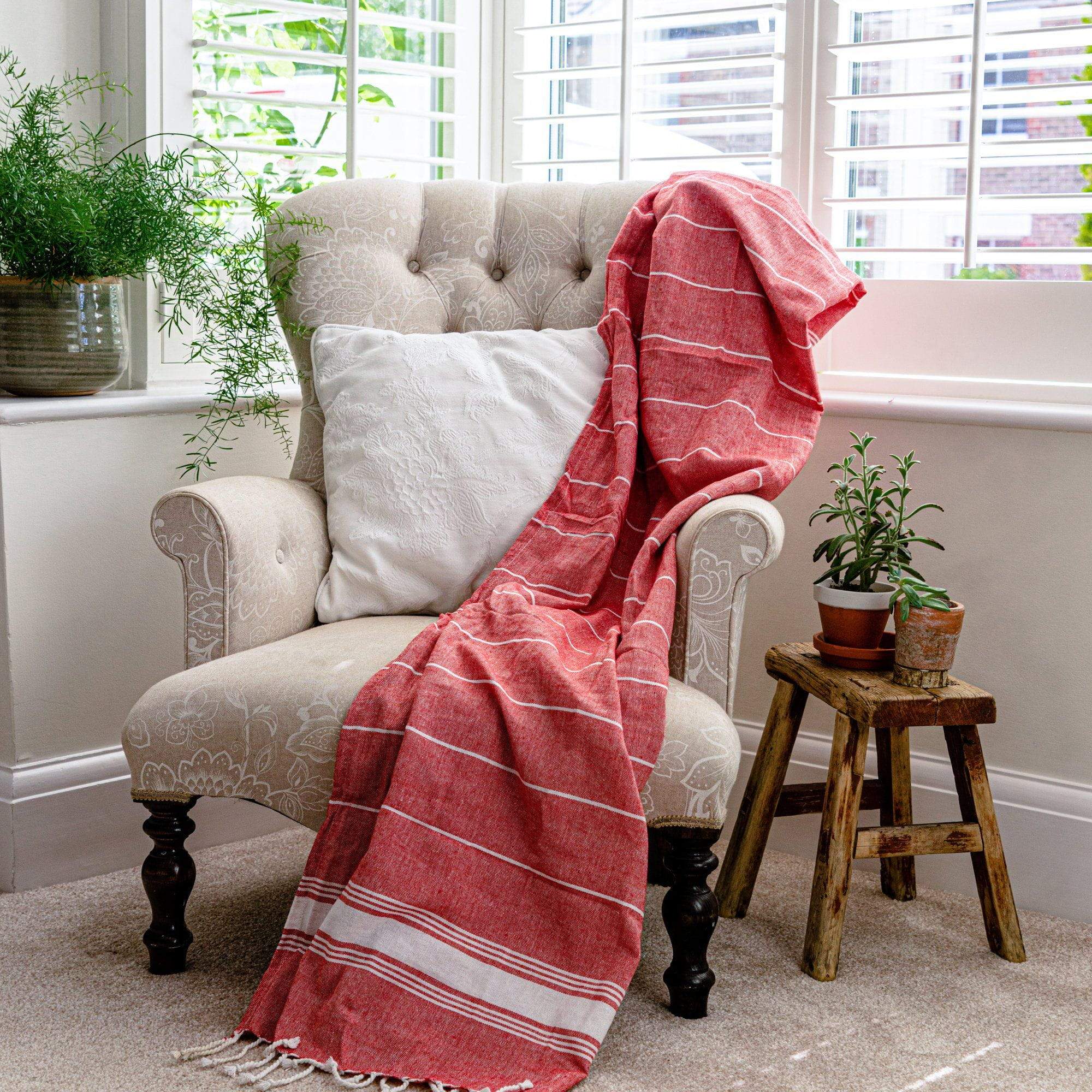 Nicola Spring Turkish Beach Towel - Red