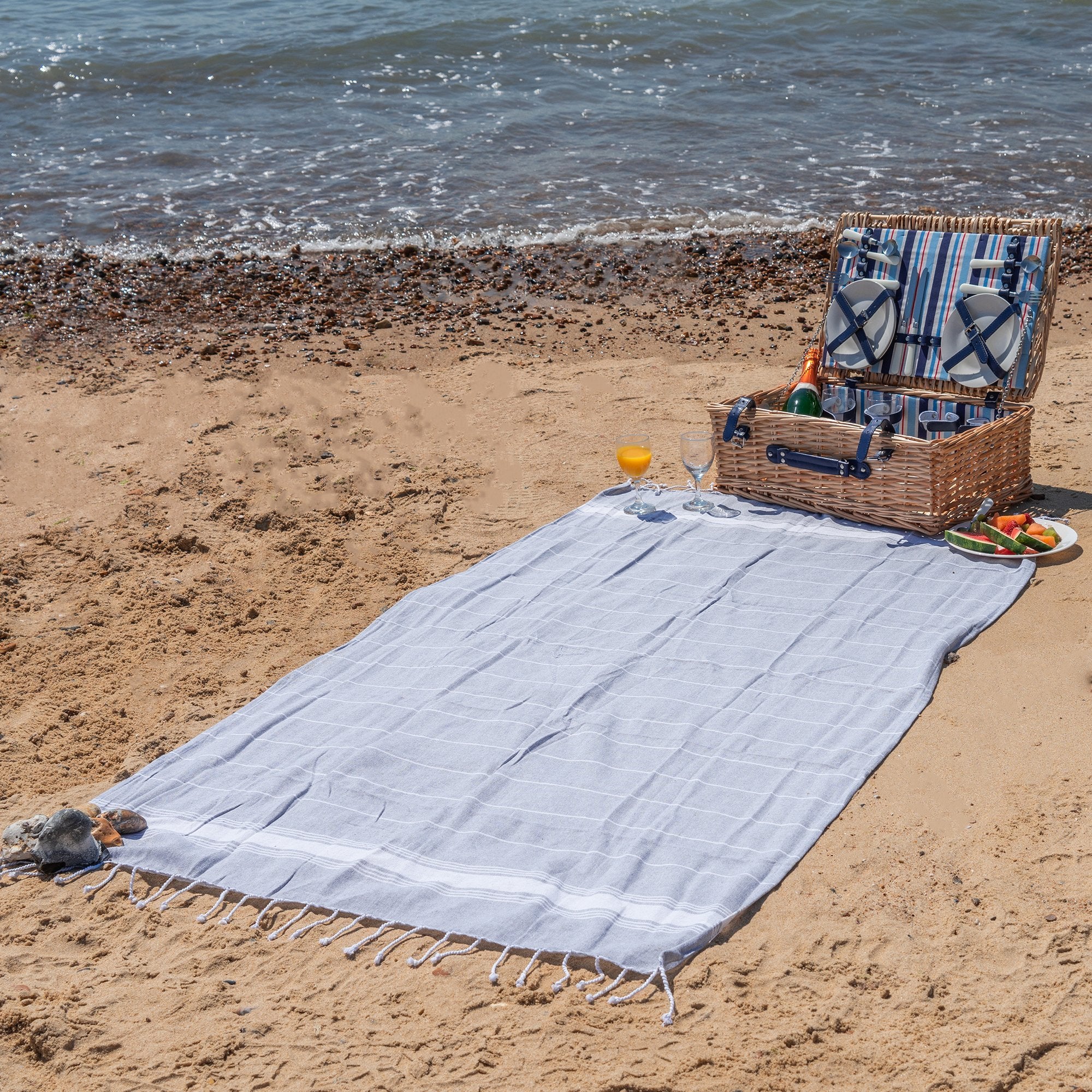 Nicola Spring Turkish Beach Towel - Grey