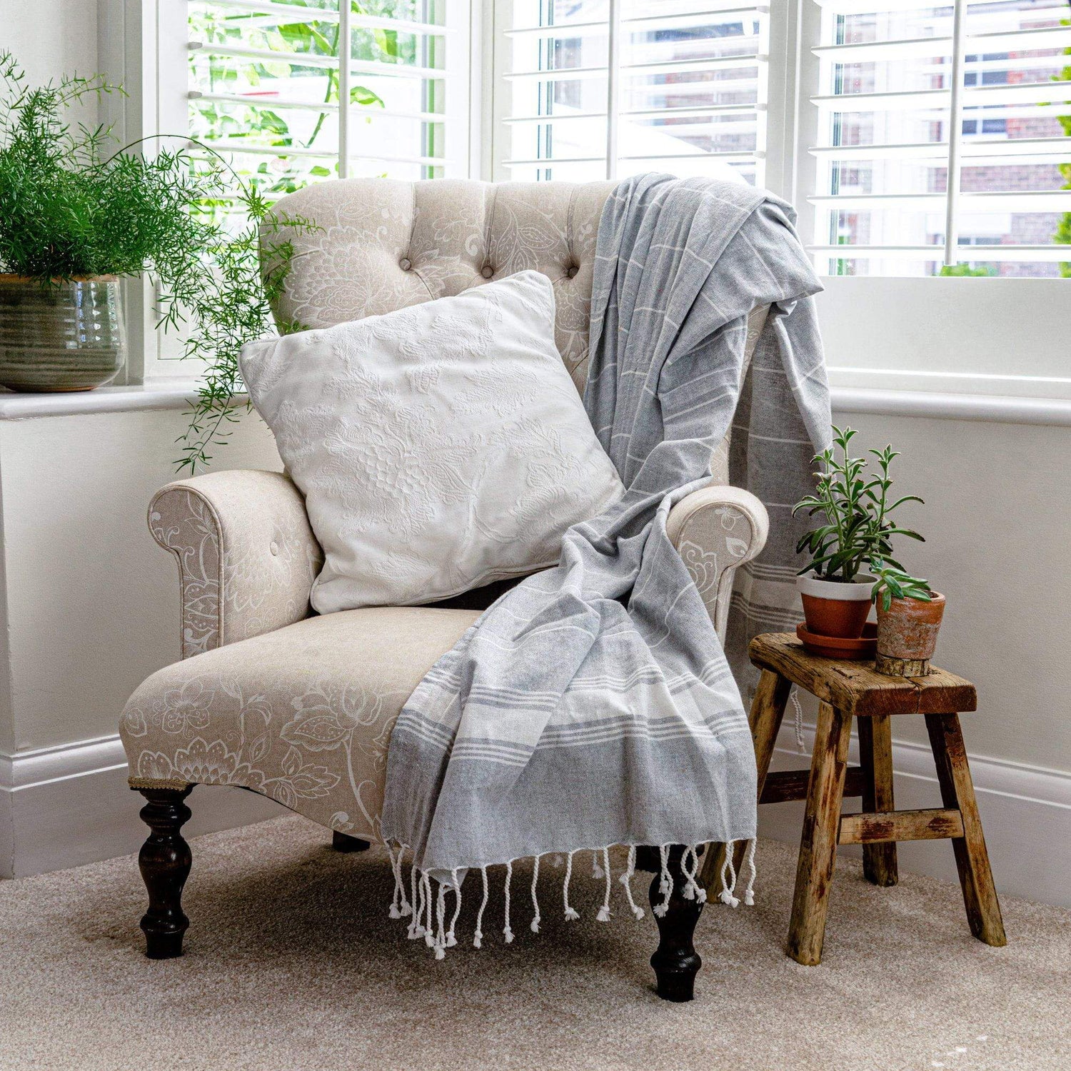 Nicola Spring Turkish Beach Towel - Grey