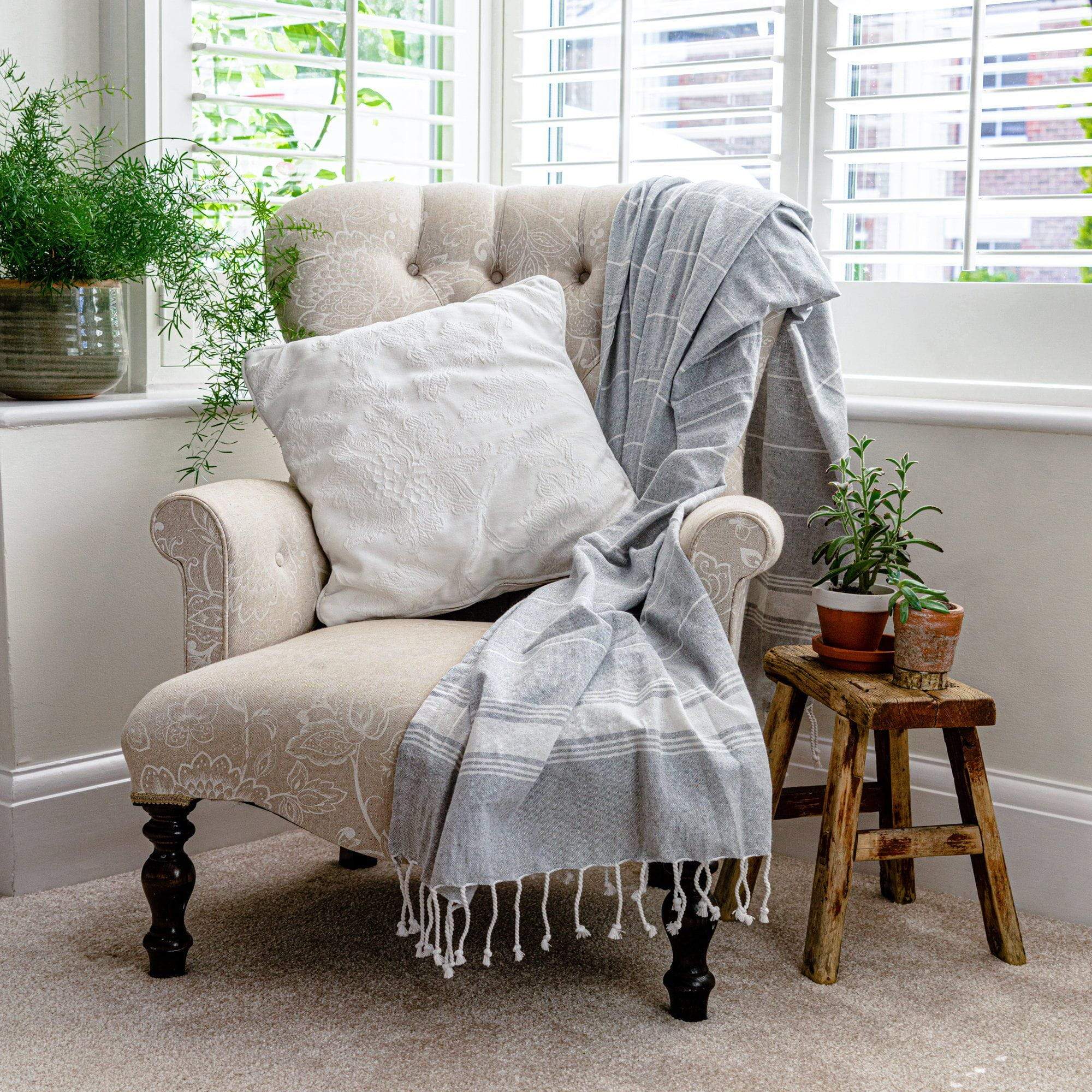 Nicola Spring Turkish Beach Towel - Grey