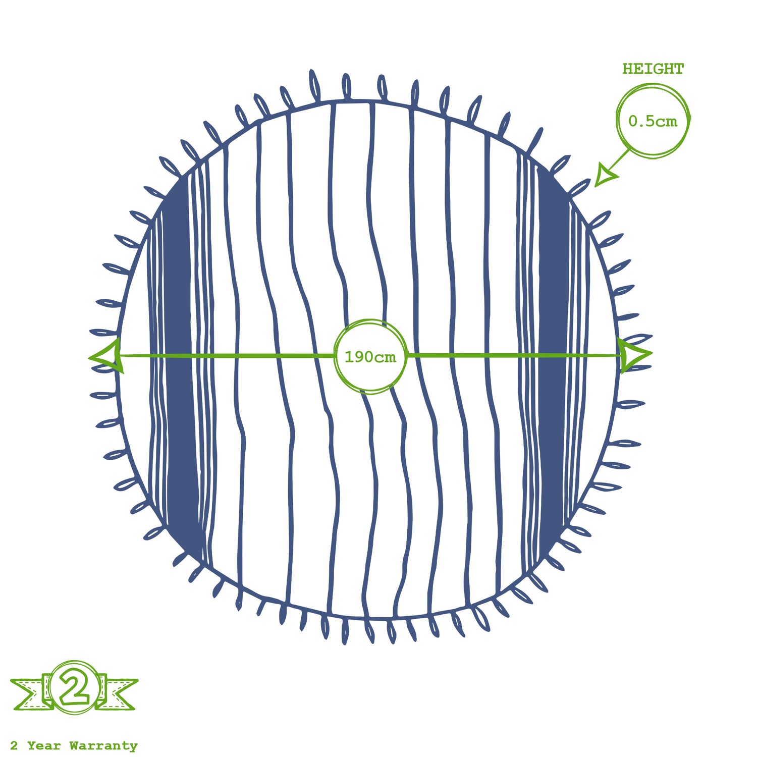 Nicola Spring Round Turkish Beach Towel - Navy