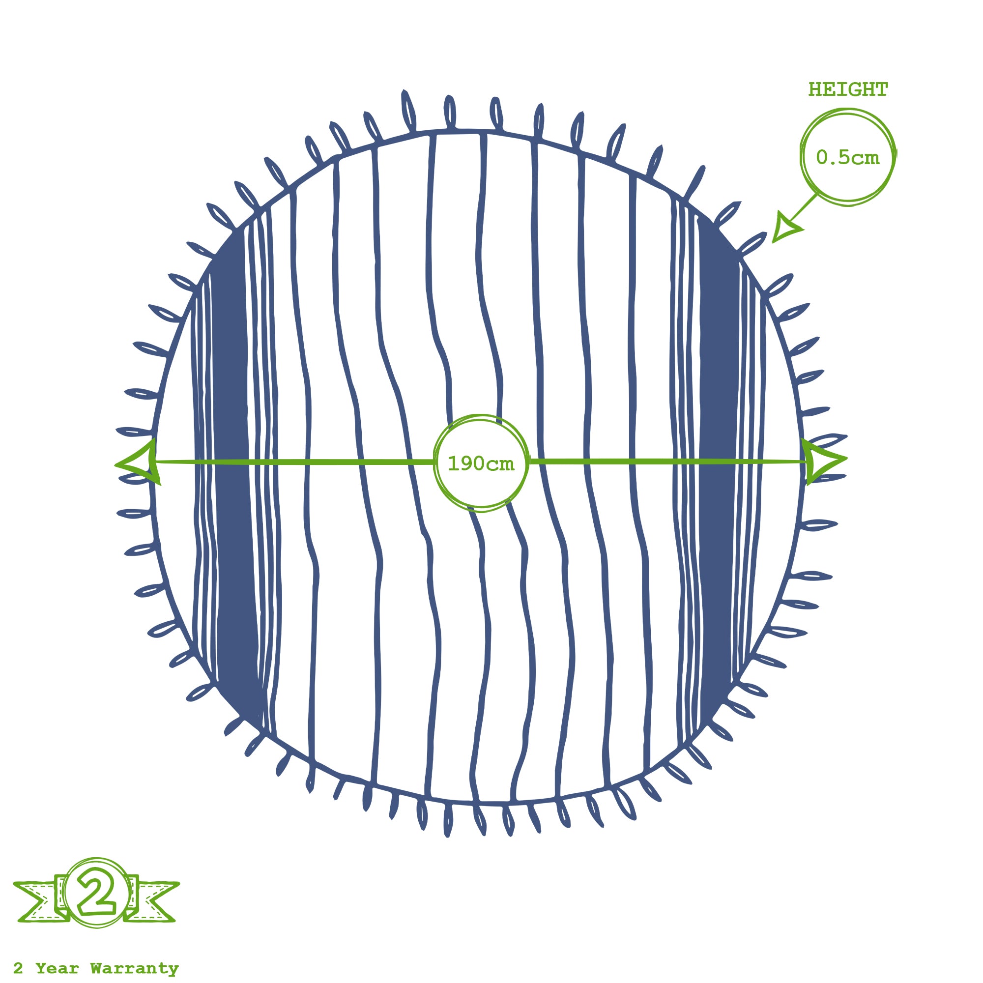 Nicola Spring Round Turkish Beach Towel - Navy