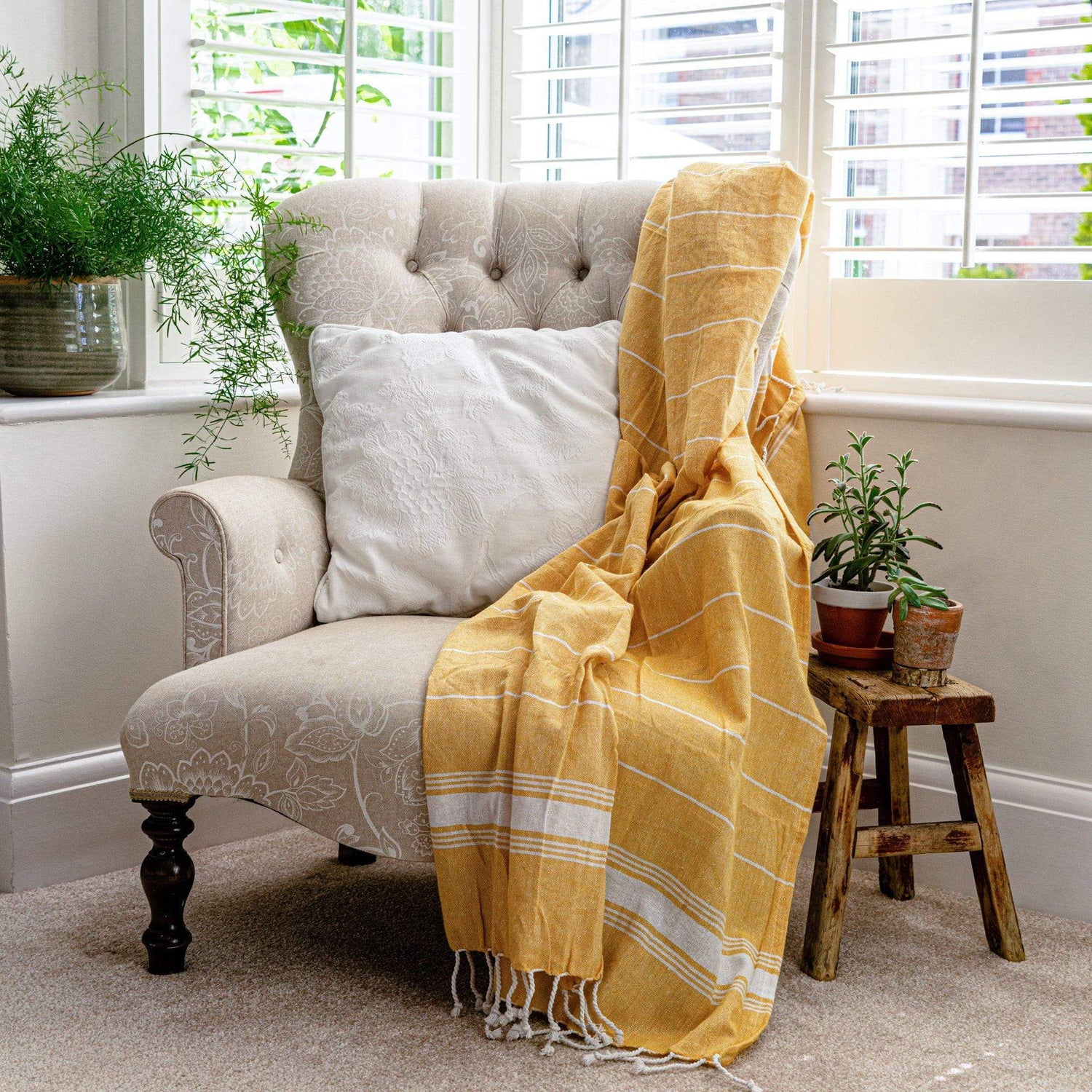 Nicola Spring 170 x 90cm Turkish Cotton Beach Towel - Yellow