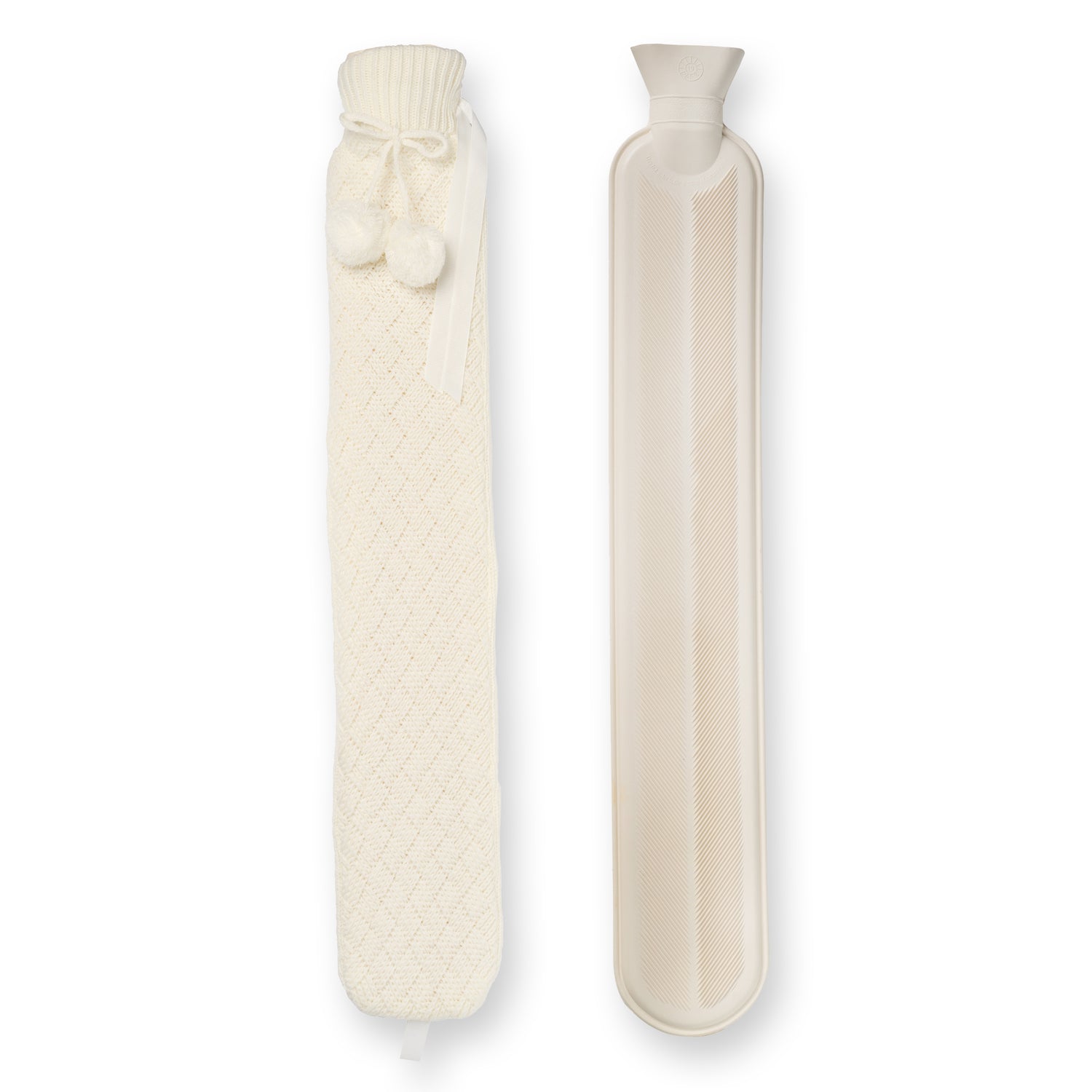 Nicola Spring Long Hot Water Bottle - Knitted - Cream