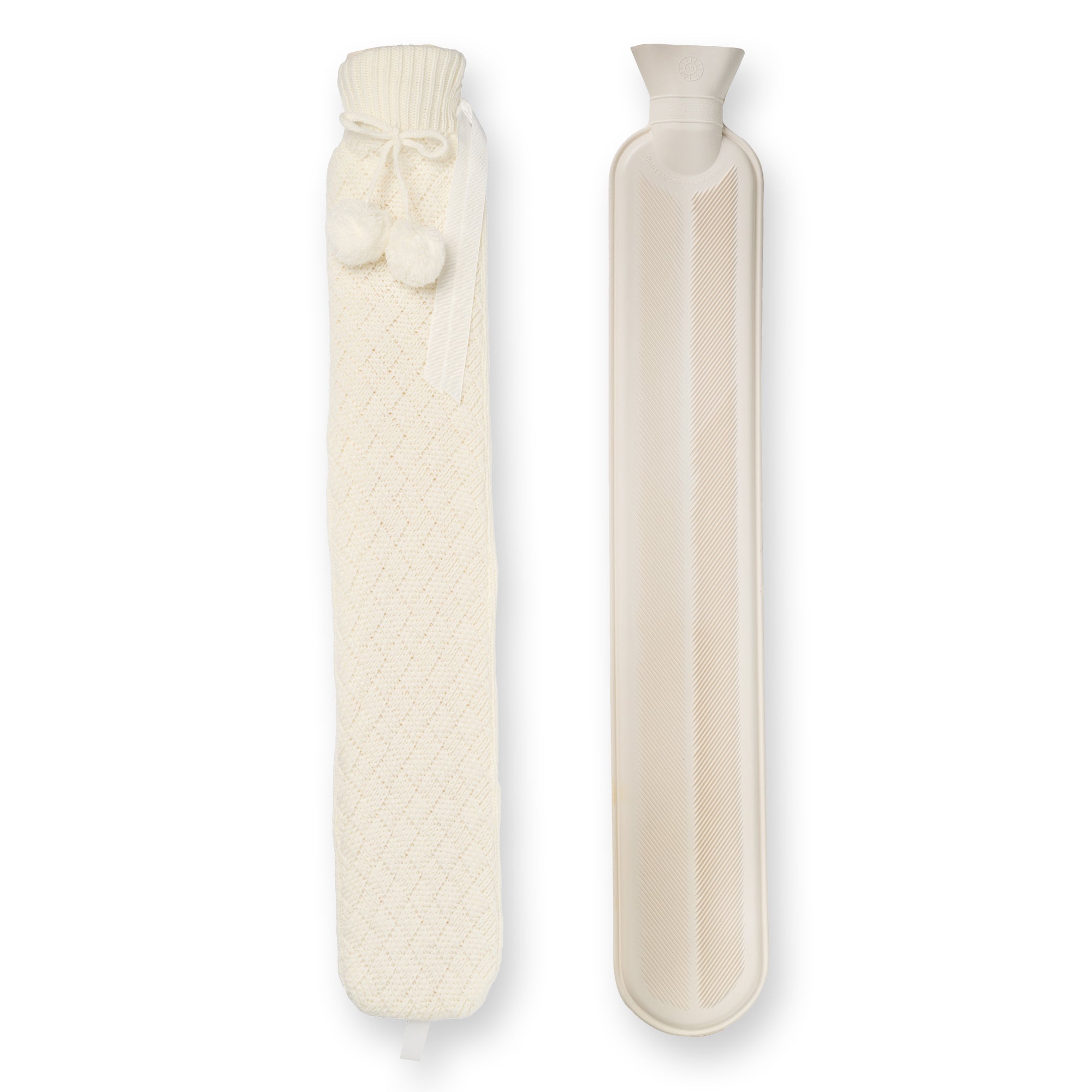 Nicola Spring Long Hot Water Bottle - Knitted - Cream