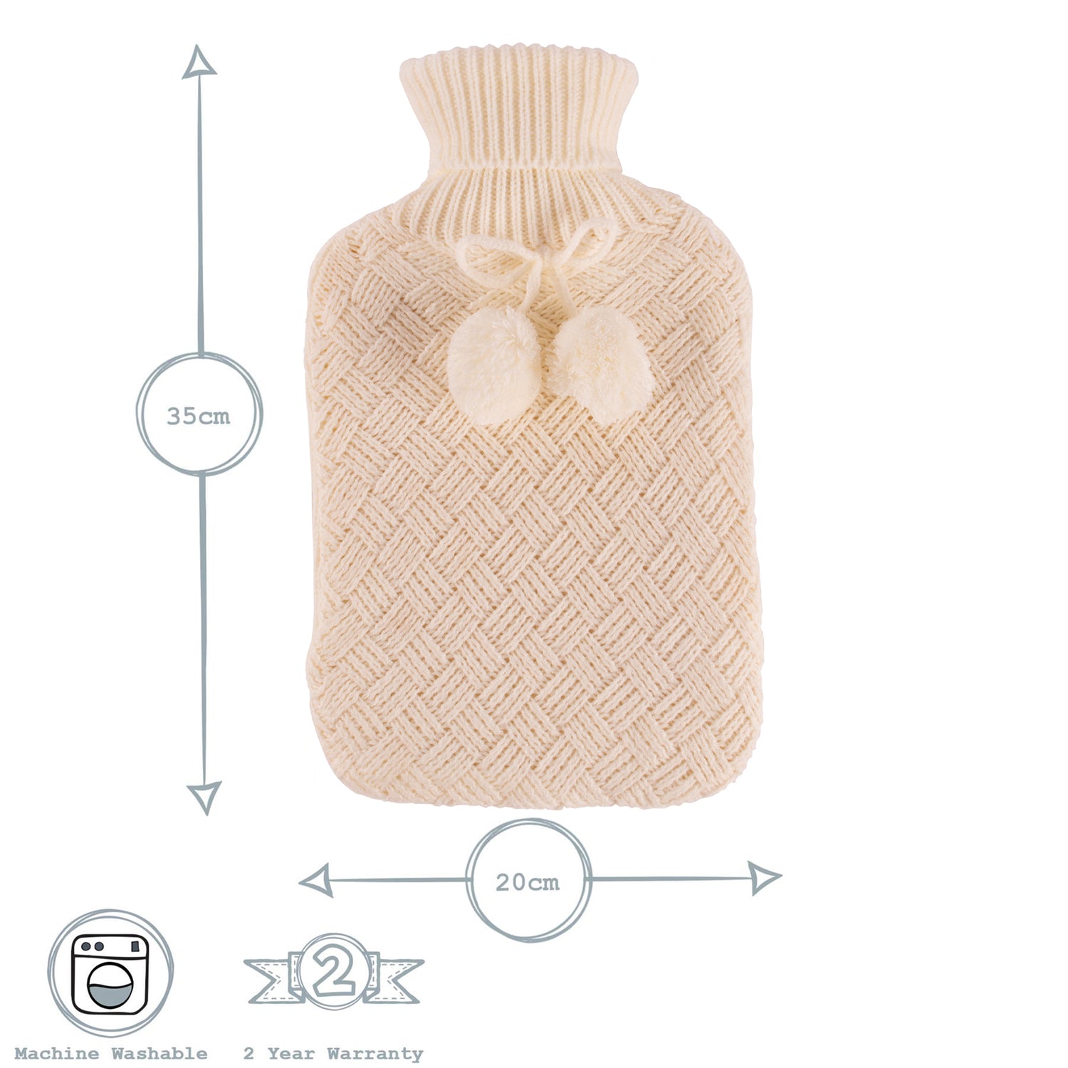 Hot Water Bottle Cover - Knitted - Cream
