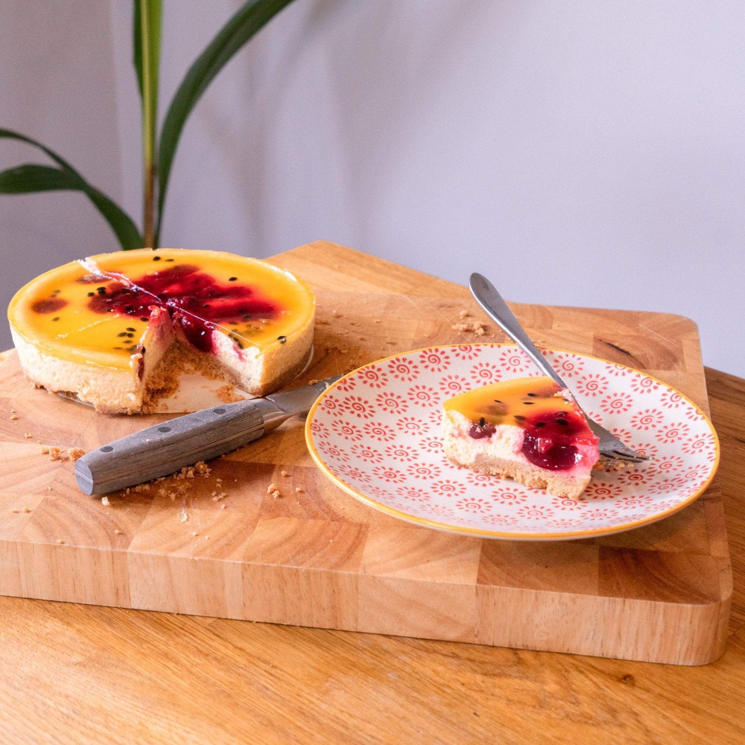 Nicola Spring Patterned Dessert Side Plate - 180mm - Red and Yellow