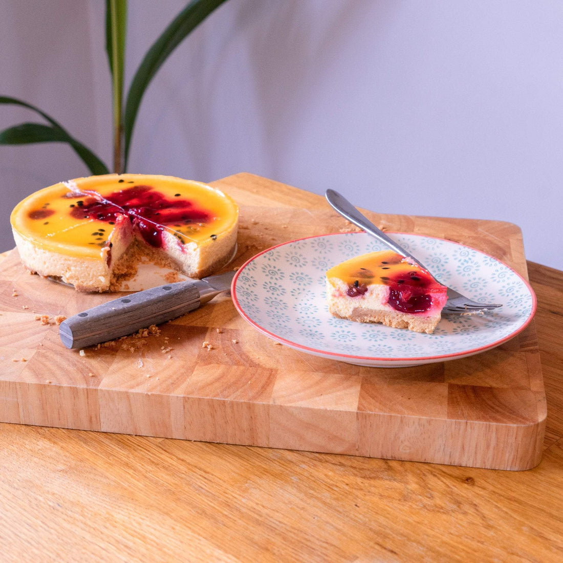 Nicola Spring Patterned Dessert Side Plate - 180mm - Turquoise and Red