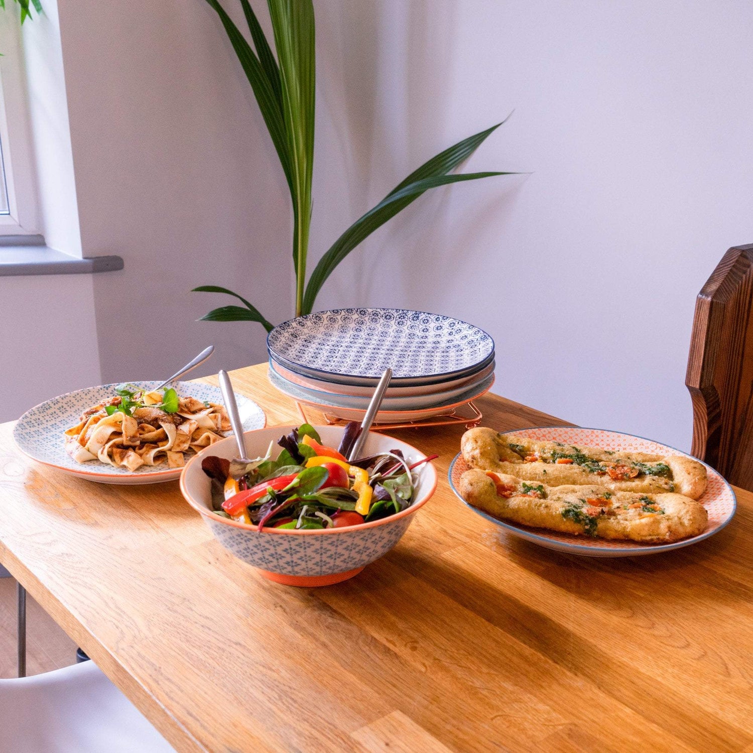 Nicola Spring Japanese Printed Patterned Crockery Plates