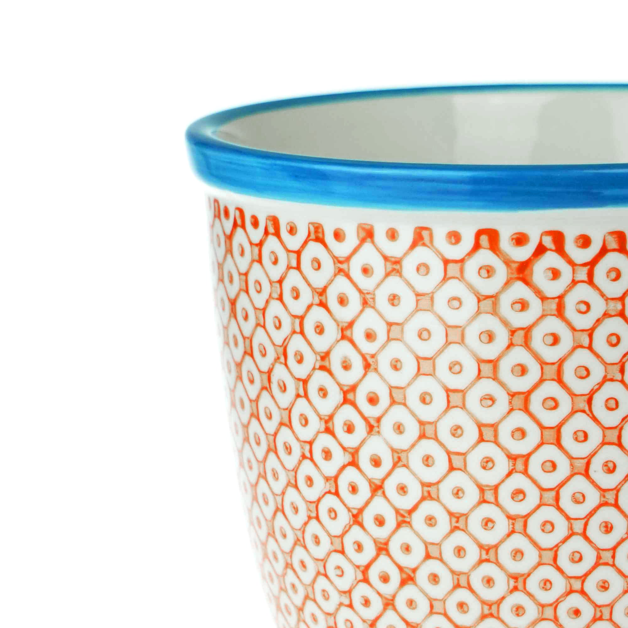 Nicola Spring Patterned Garden Plant Pot - Orange and Blue