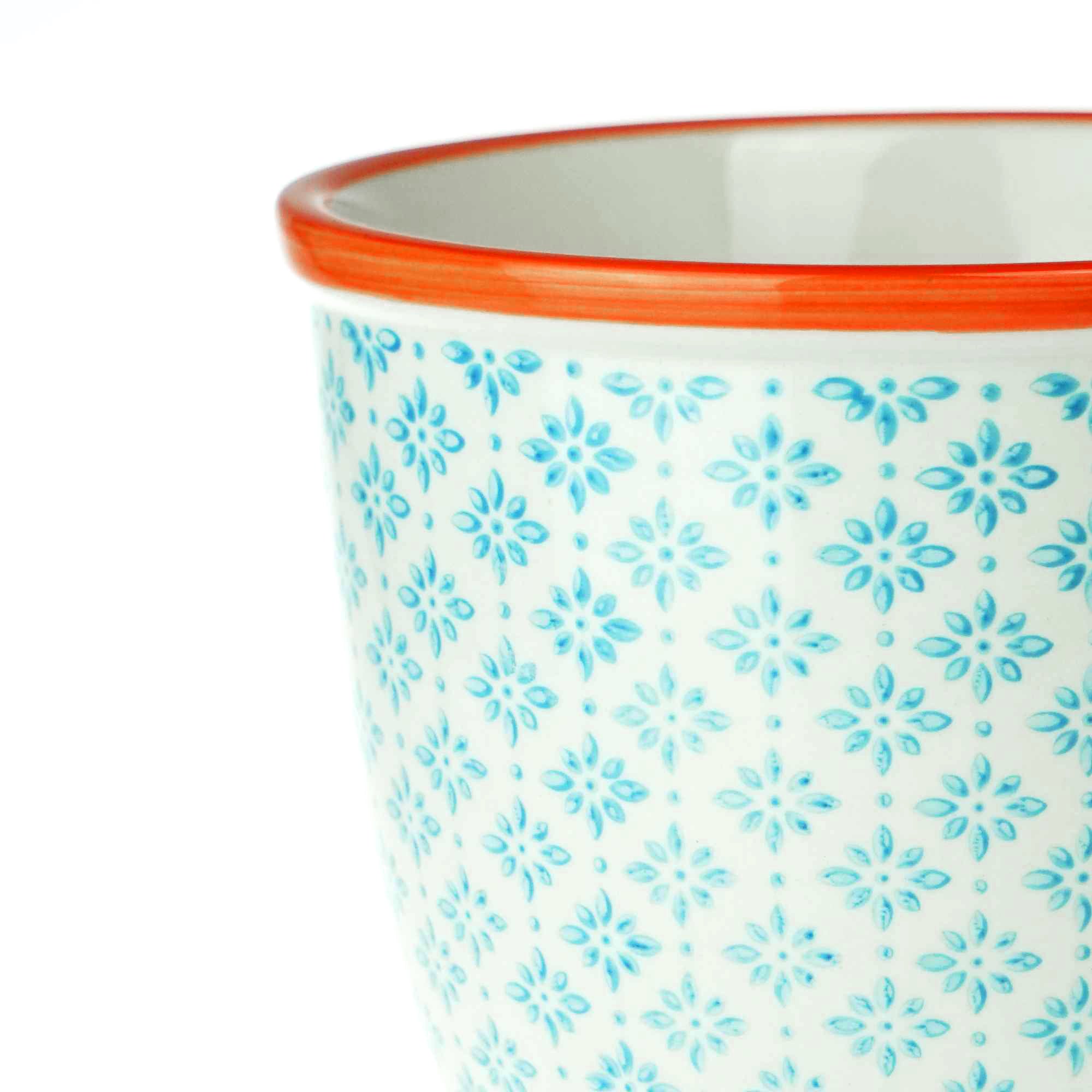 Nicola Spring Patterned Garden Plant Pot - Blue and Orange