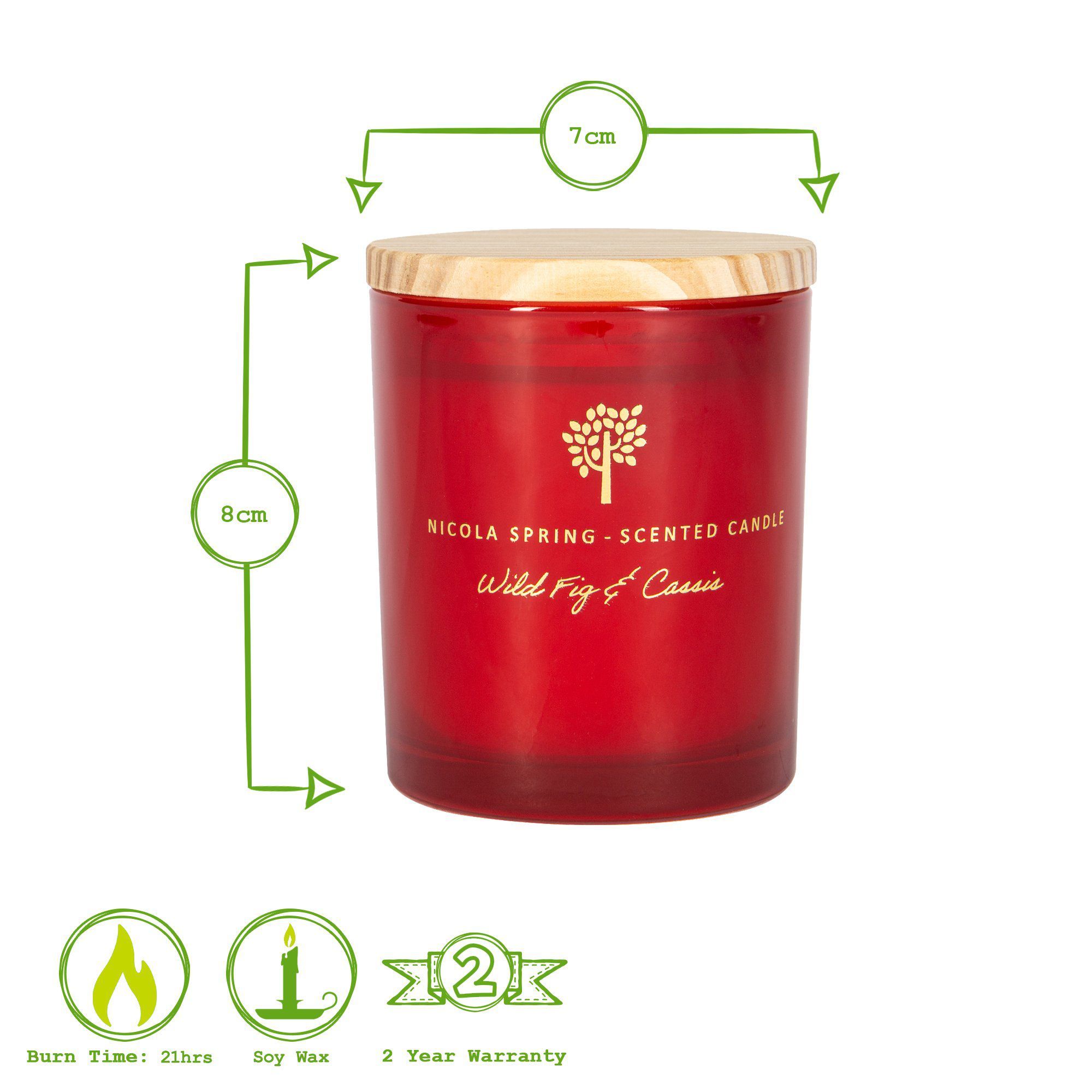 130g Wild Fig & Cassis Soy Wax Scented Candle - by Nicola Spring