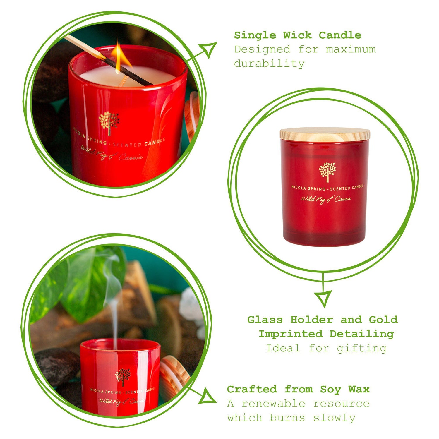 130g Wild Fig & Cassis Soy Wax Scented Candle - by Nicola Spring