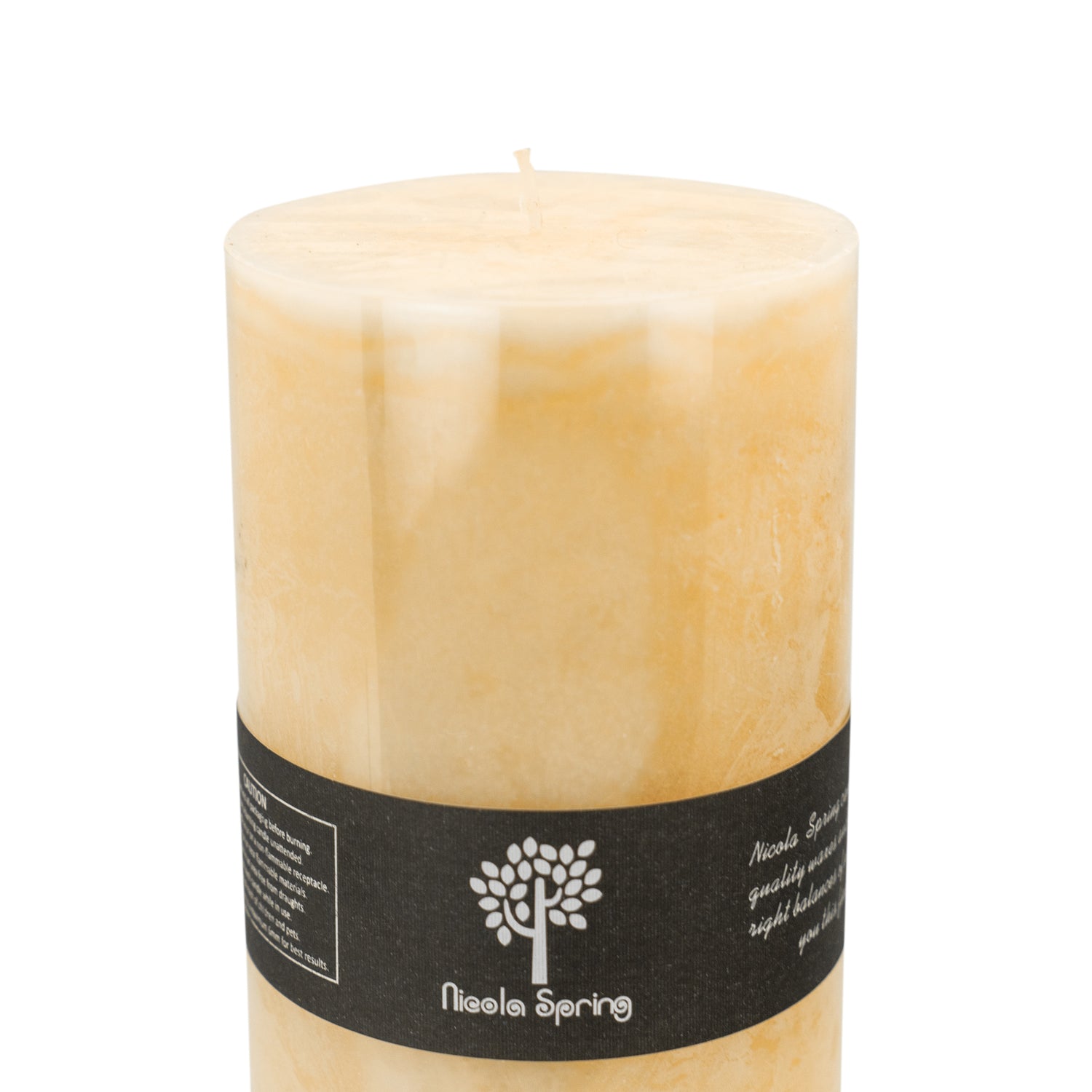 Nicola Spring Vanilla Scented Pillar Candle - Single Wick - 215hrs Burning Time