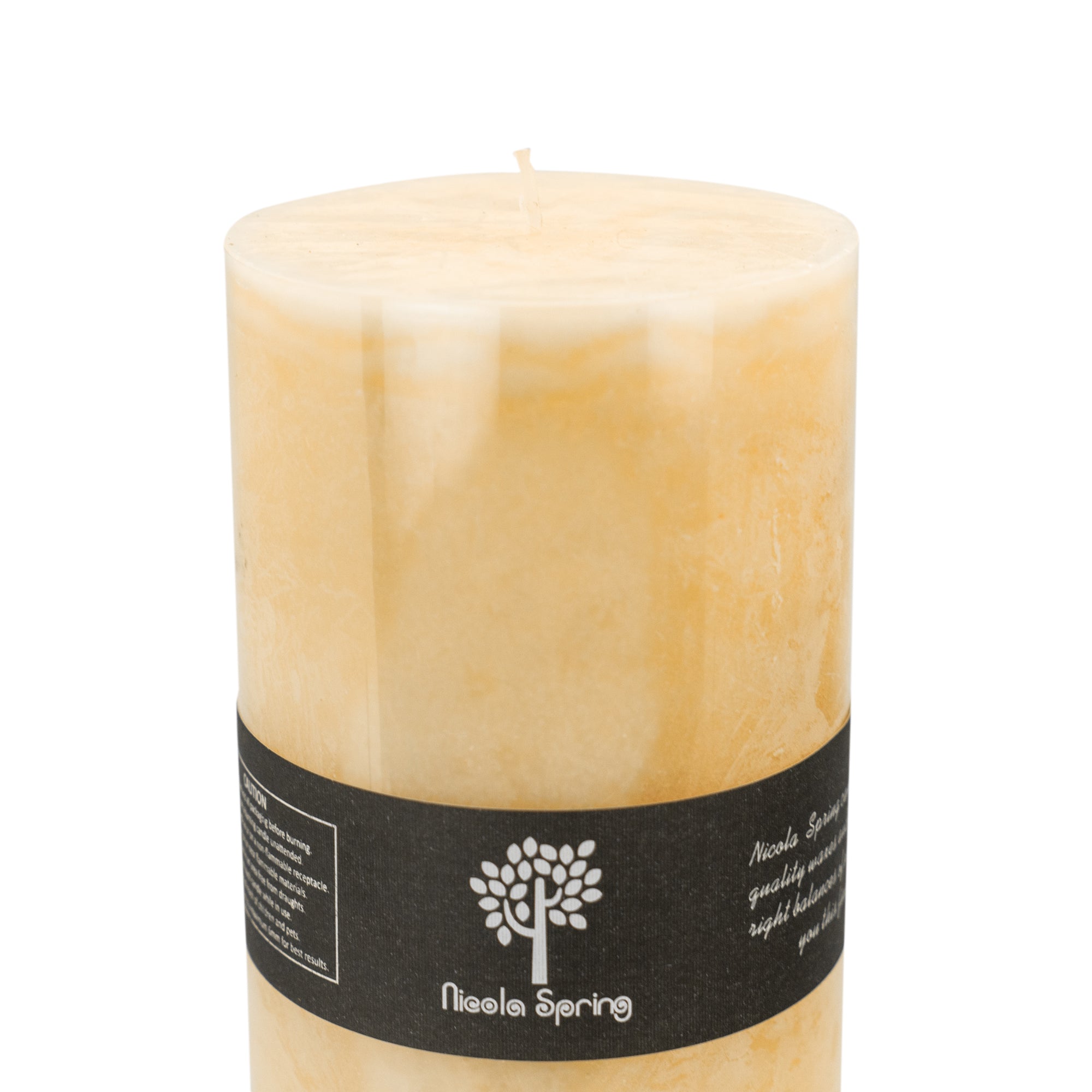 Nicola Spring Vanilla Scented Pillar Candle - Single Wick - 215hrs Burning Time