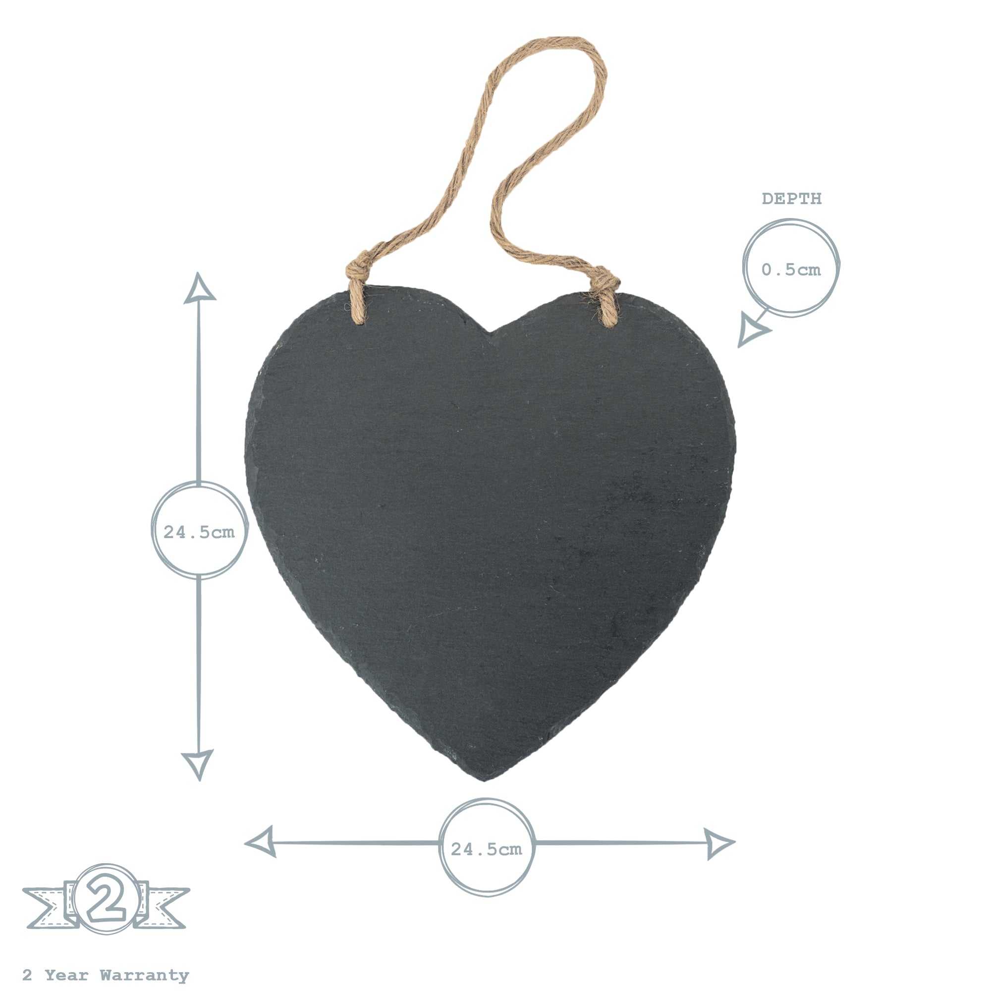 Nicola Spring Large Heart Hanging Slate Notice and Menu Board