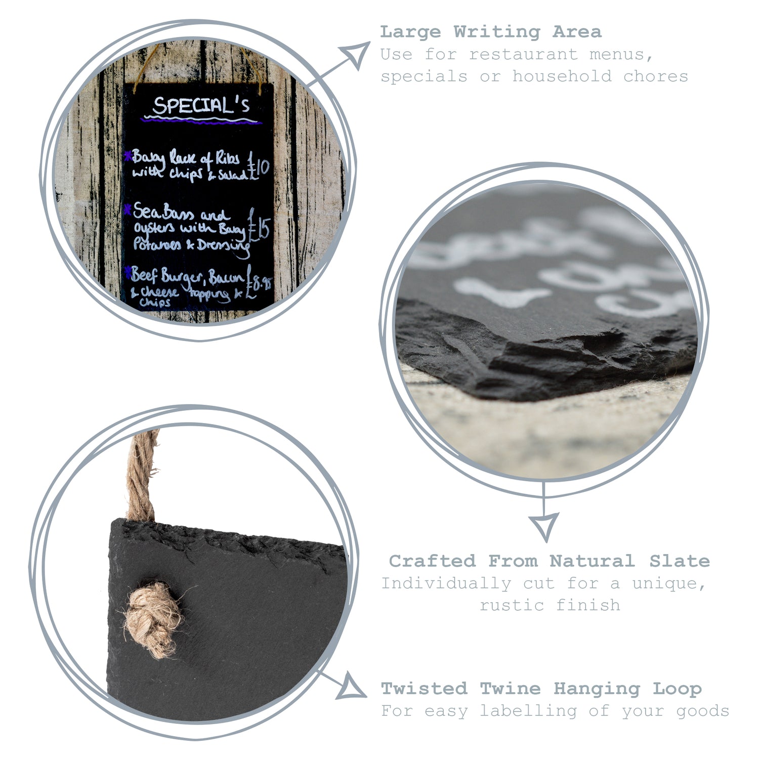 Nicola Spring Hanging Slate Notice and Menu Board