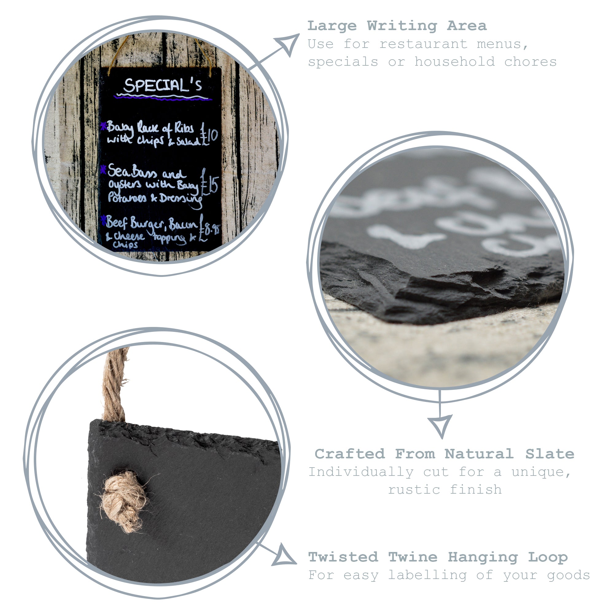 Nicola Spring Hanging Slate Notice and Menu Board