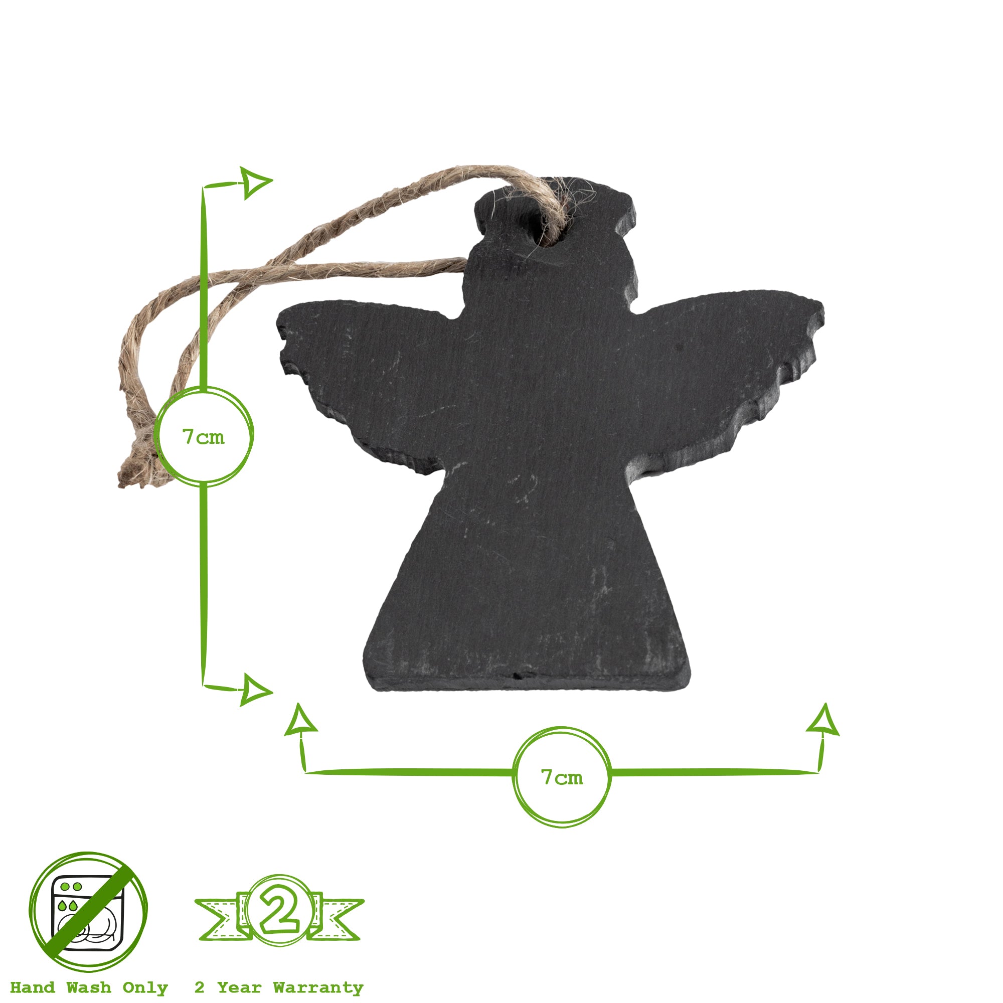 Nicola Spring Christmas Tree Hanging Slate Decoration - Angel Design