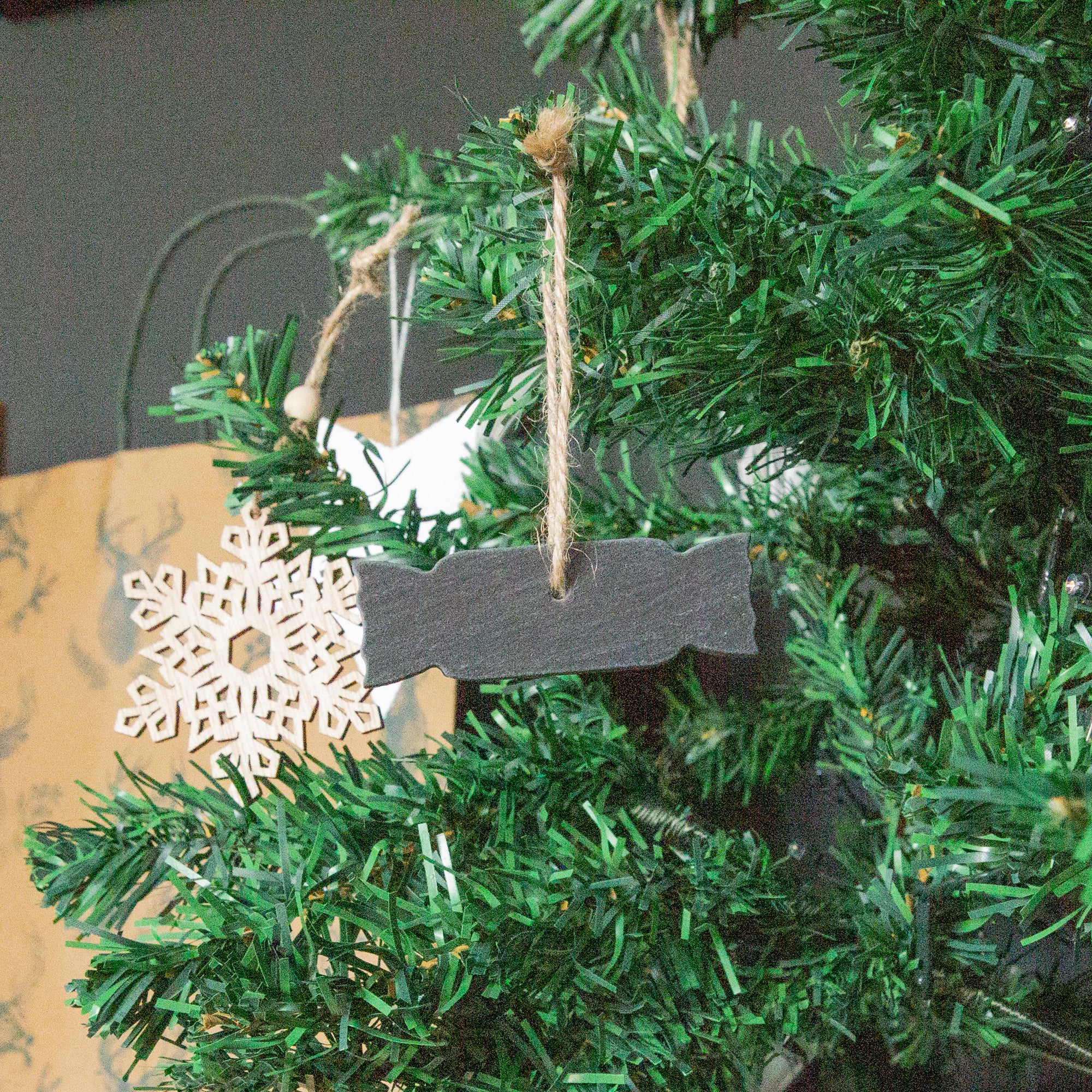 Nicola Spring Christmas Tree Hanging Slate Decoration - Cracker Design