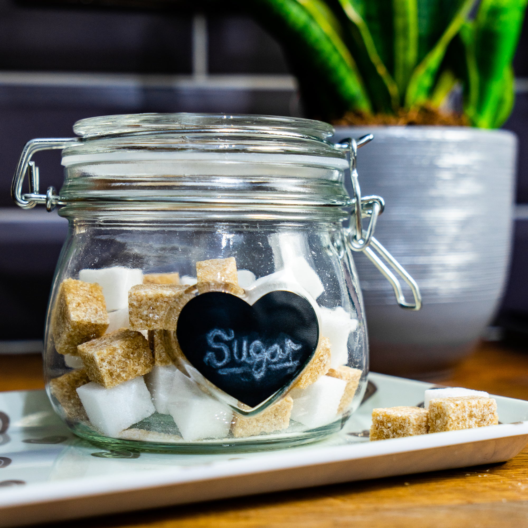 Set of 6 Glass Jar Chalkboard Labels - Heart - 5cm x 4cm