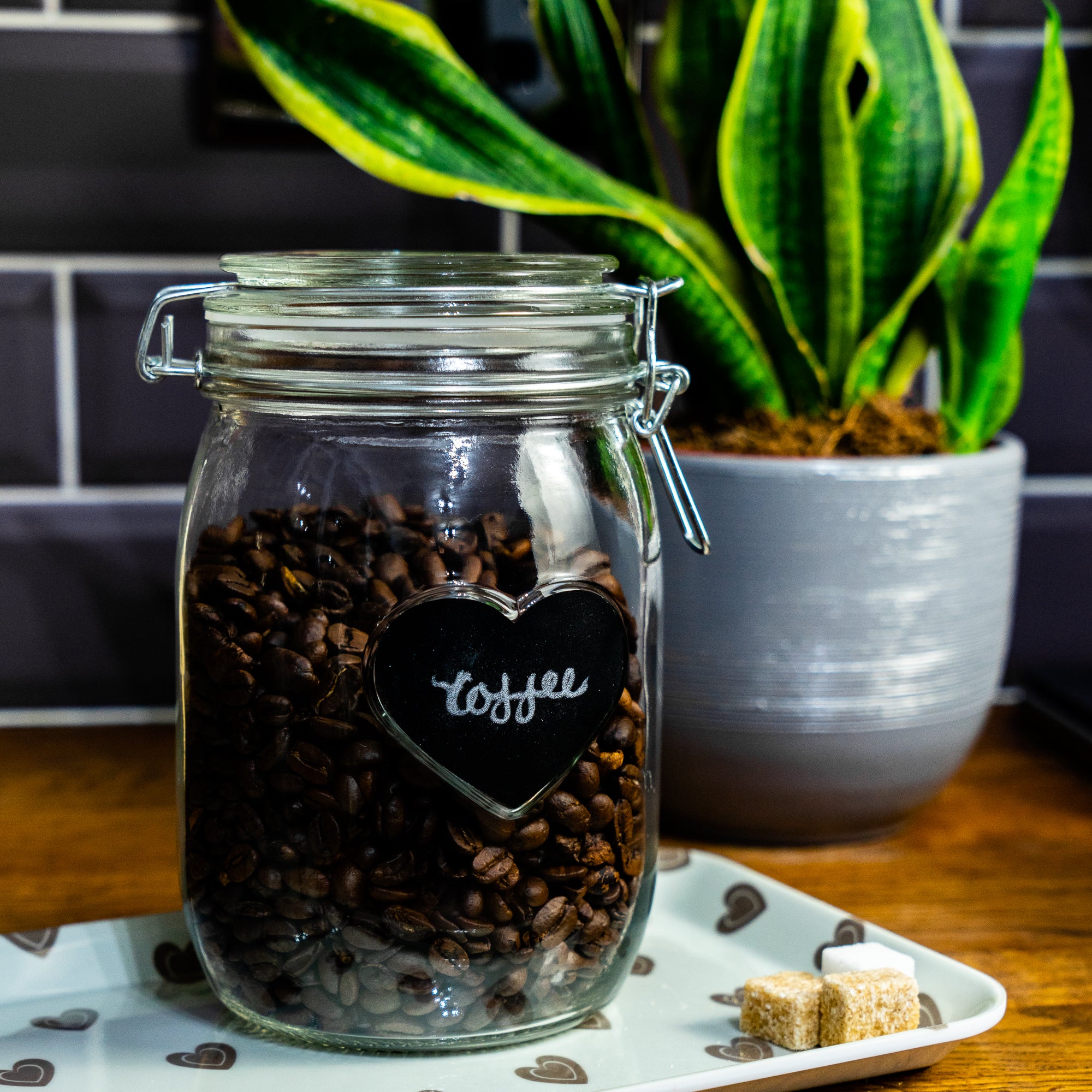 Set of 6 Glass Jar Chalkboard Labels - Heart - 6cm x 5cm