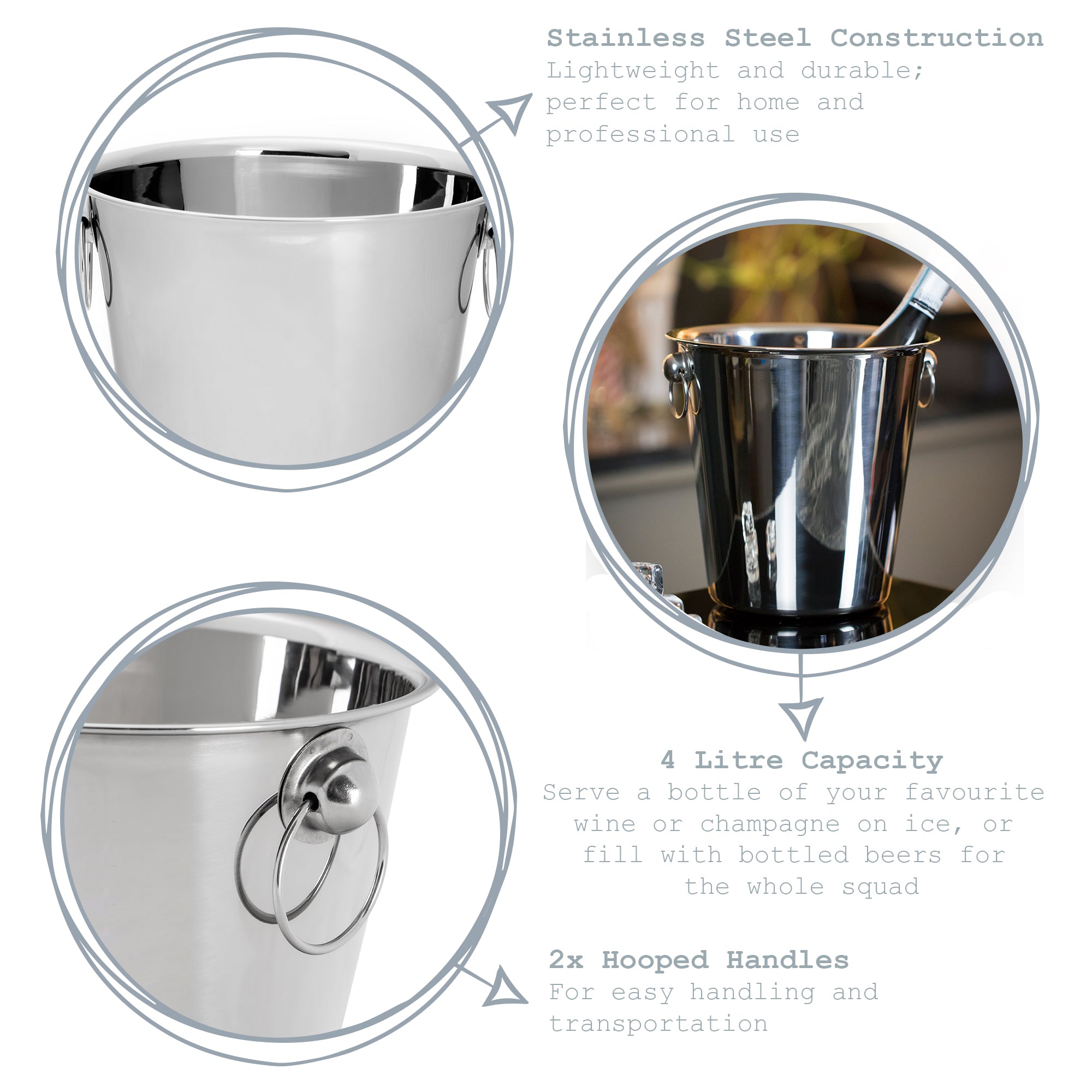 Rink Drink Champagne and Wine Ice Bucket - 4 Litres