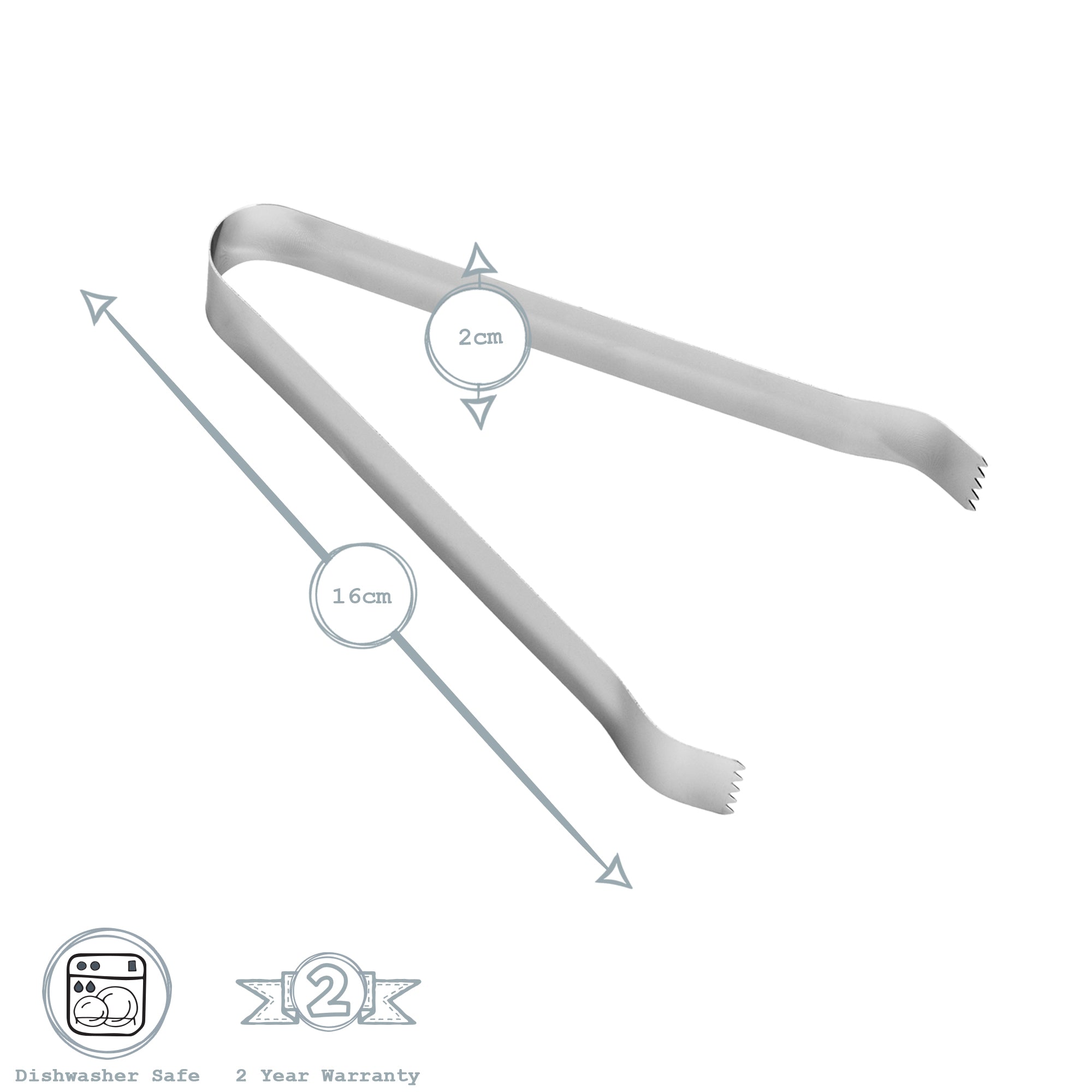 Rink Drink Stainless Steel Sweet and Ice Tongs 7"
