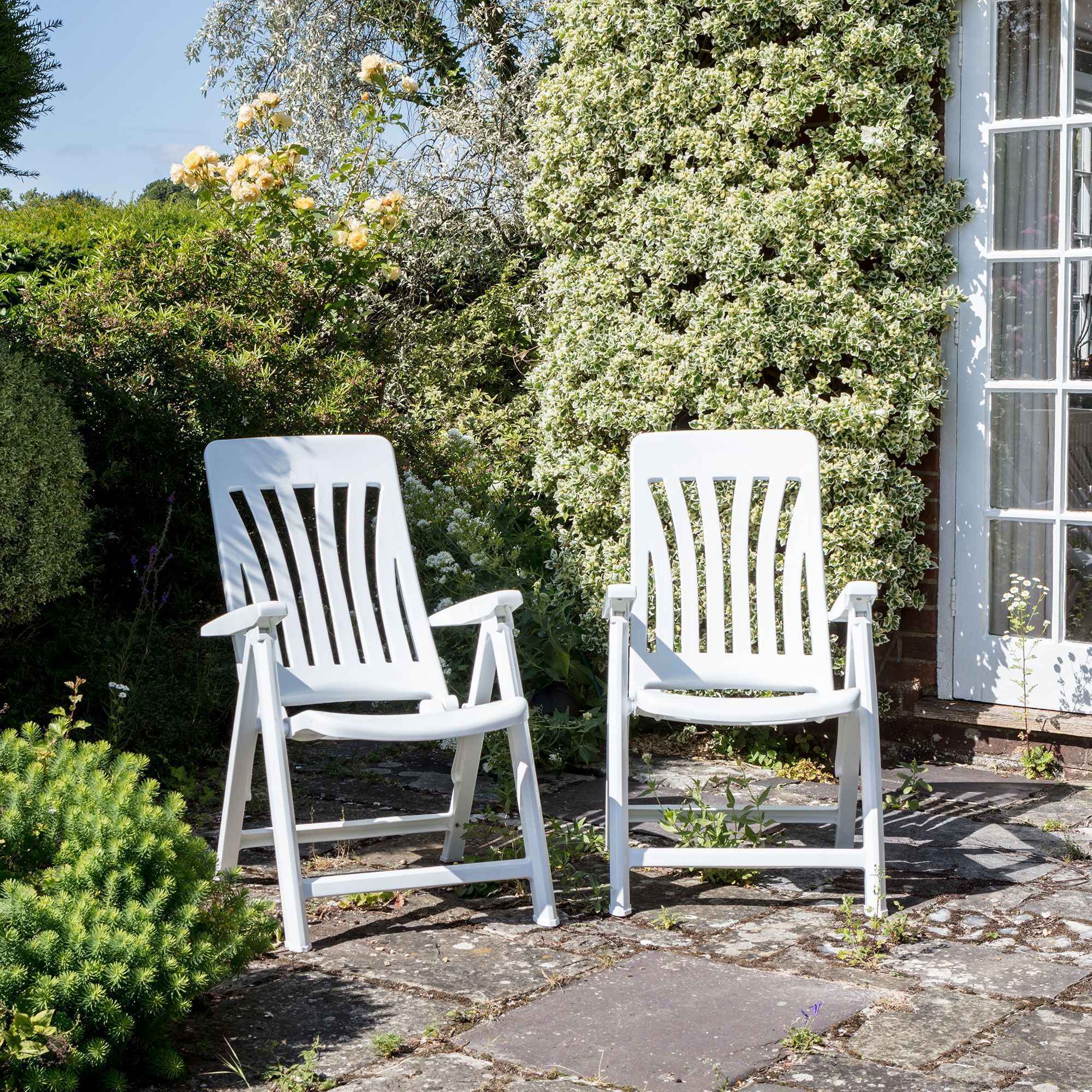 Resol Blanes Folding Multi-Position Garden Armchair - White Plastic