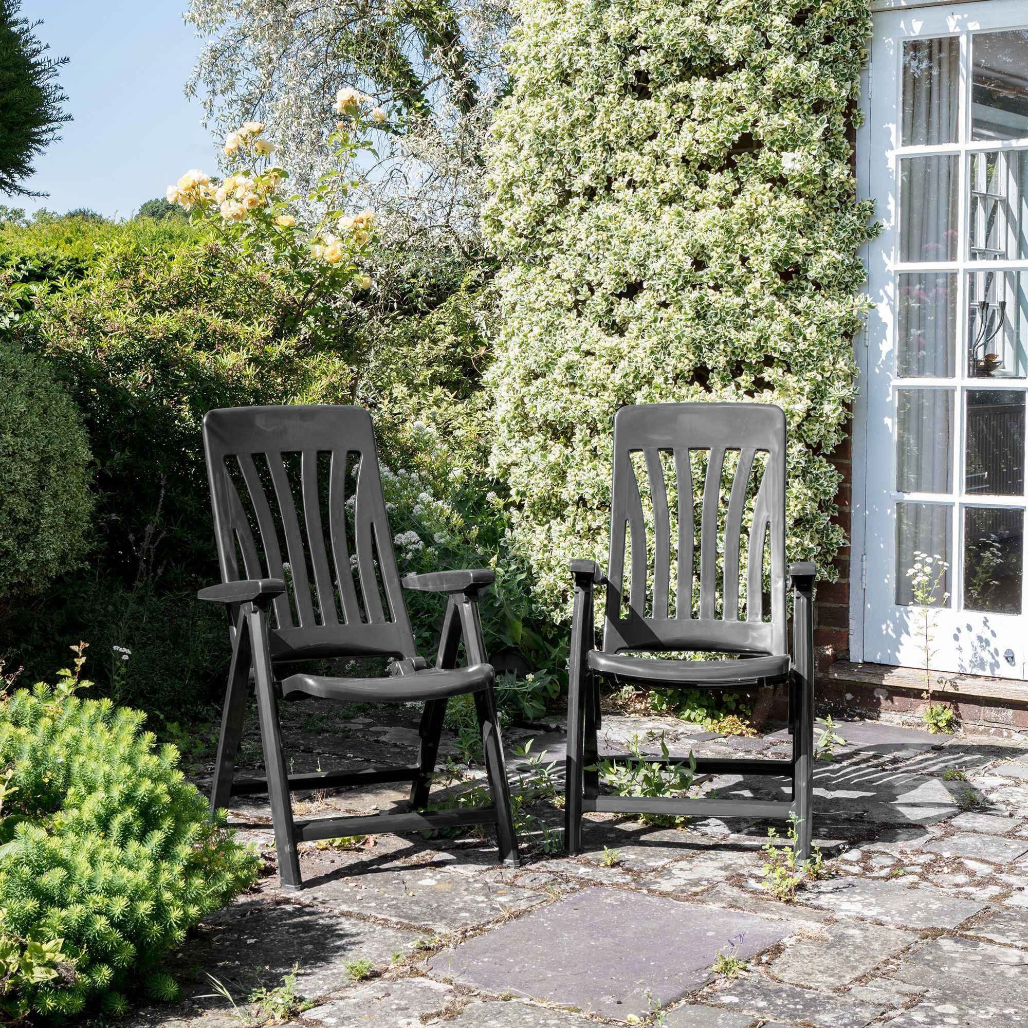 Resol Blanes Folding Multi-Position Garden Armchair - Grey Plastic